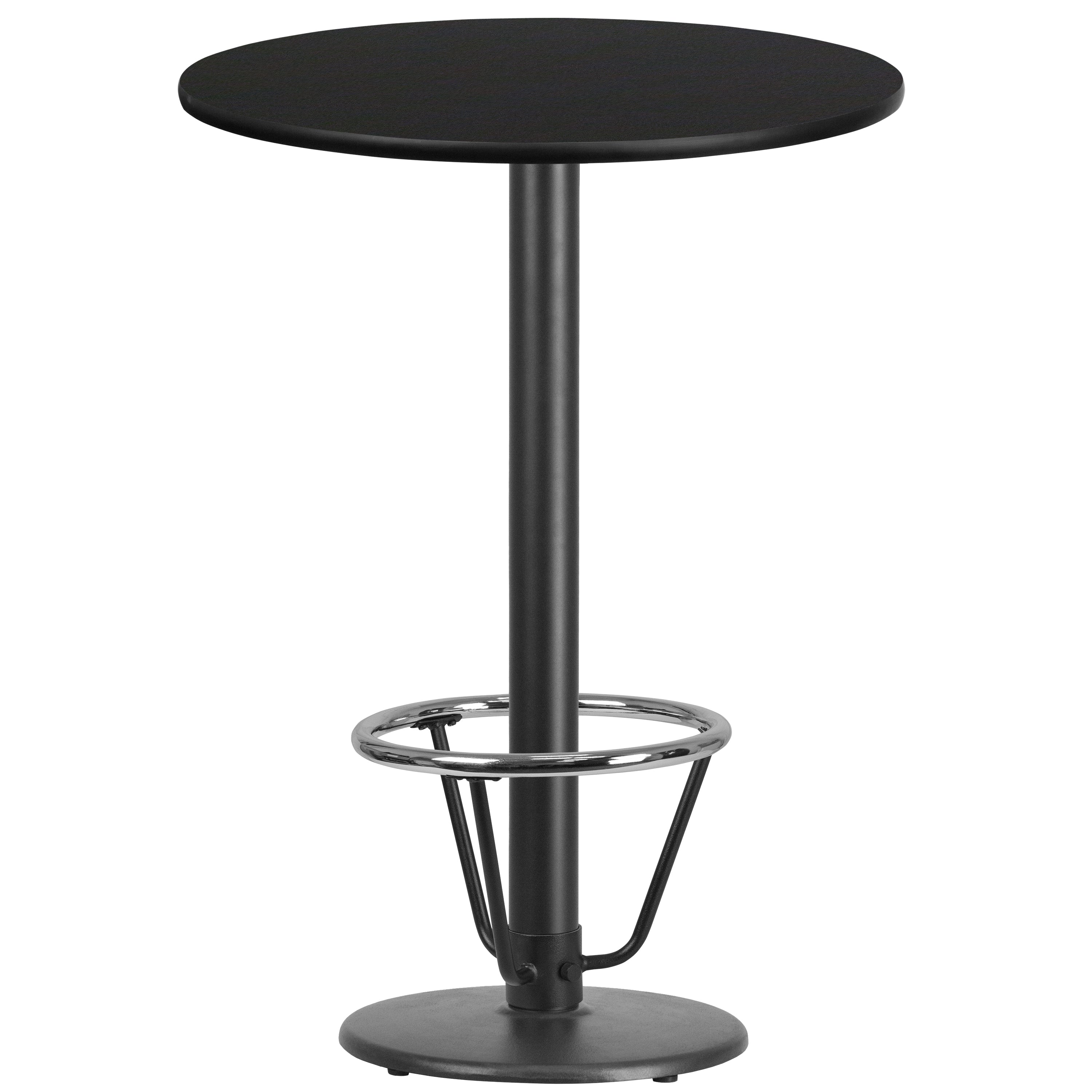 30'' Round Laminate Table Top with 18'' Round Bar Height Table Base and Foot Ring-Restaurant Dining Table and Bases - Bar Height-Flash Furniture-Wall2Wall Furnishings