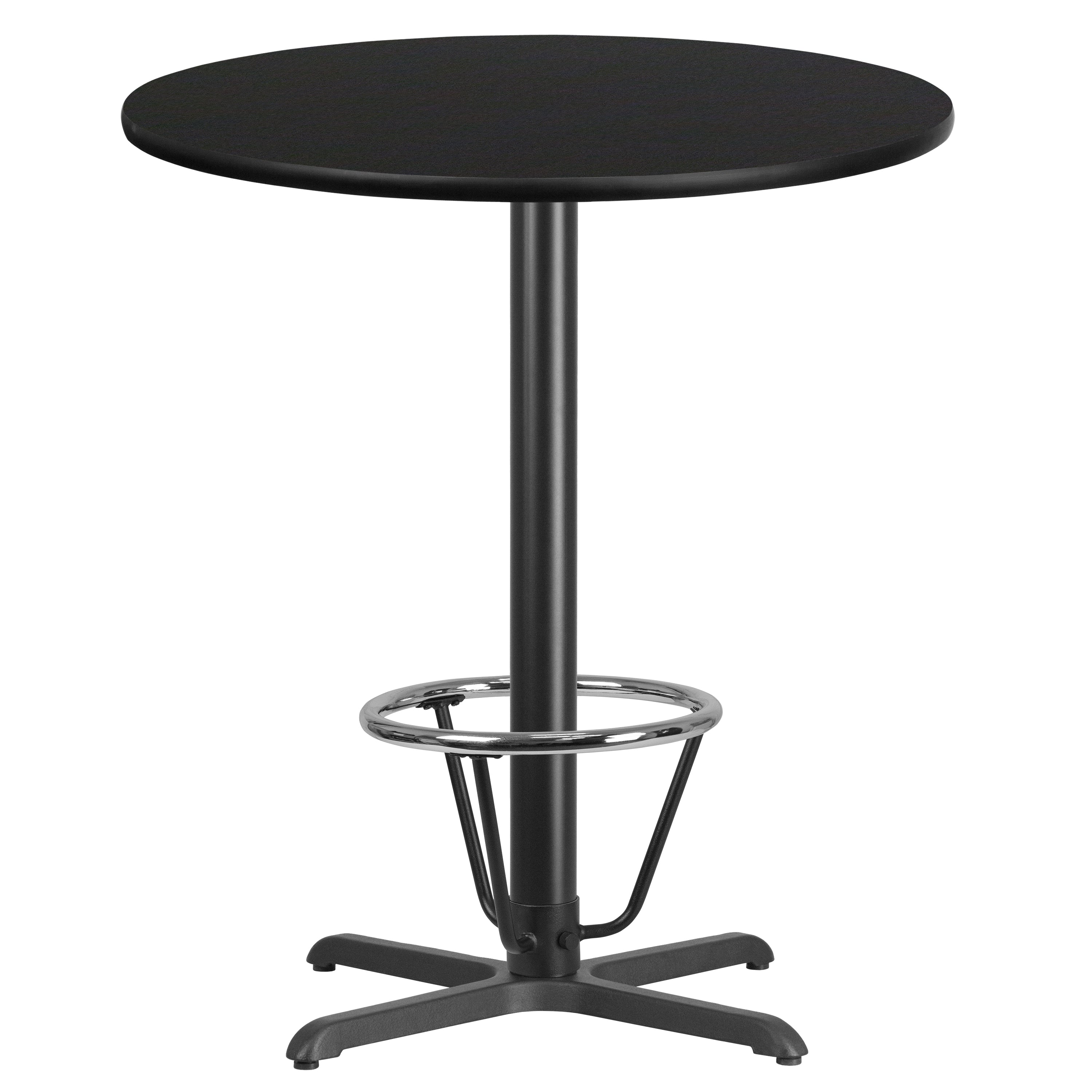 36'' Round Laminate Table Top with 30'' x 30'' Bar Height Table Base and Foot Ring-Restaurant Dining Table and Bases - Bar Height-Flash Furniture-Wall2Wall Furnishings