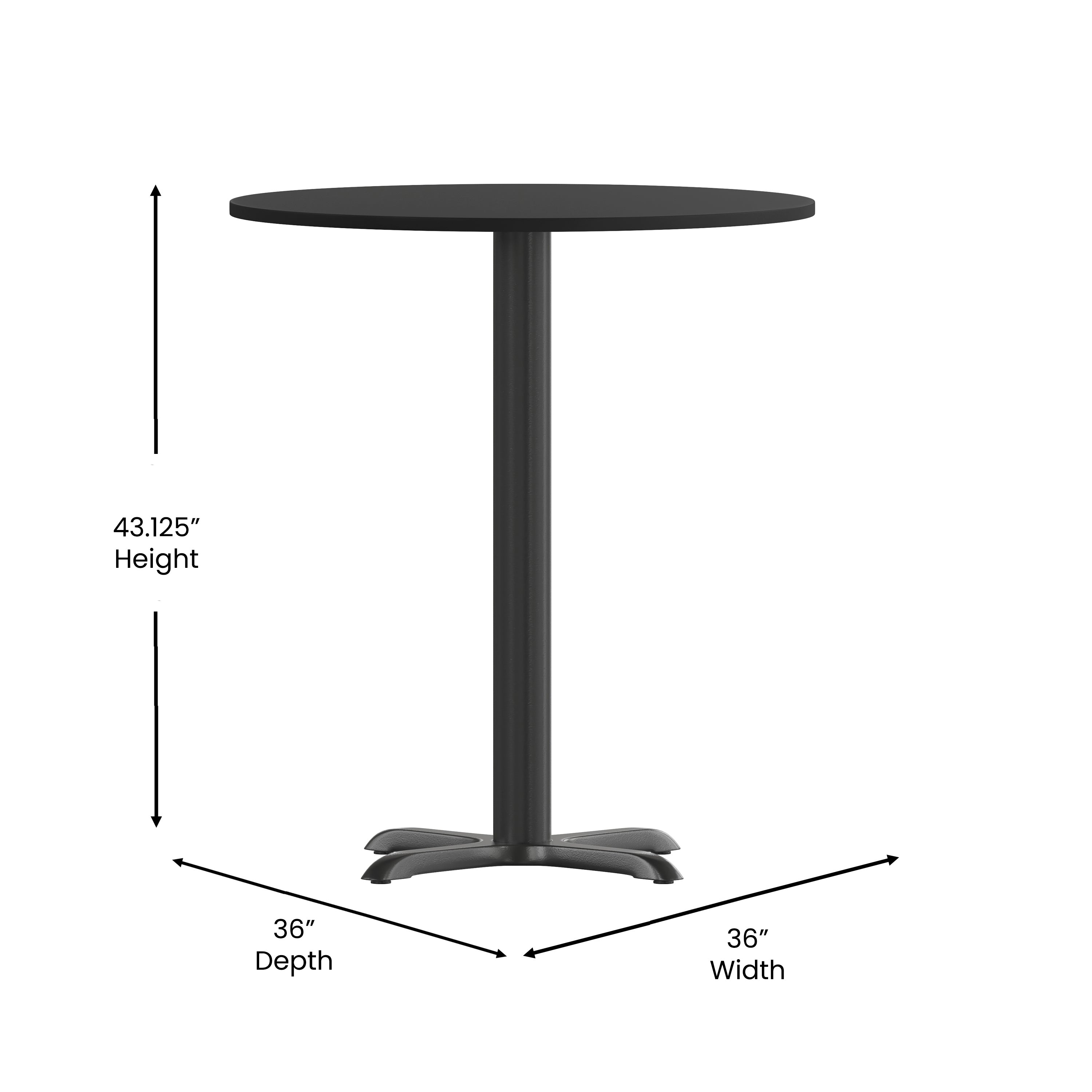 36'' Round Laminate Table Top with 30'' x 30'' Bar Height Table Base-Restaurant Dining Table and Bases - Bar Height-Flash Furniture-Wall2Wall Furnishings