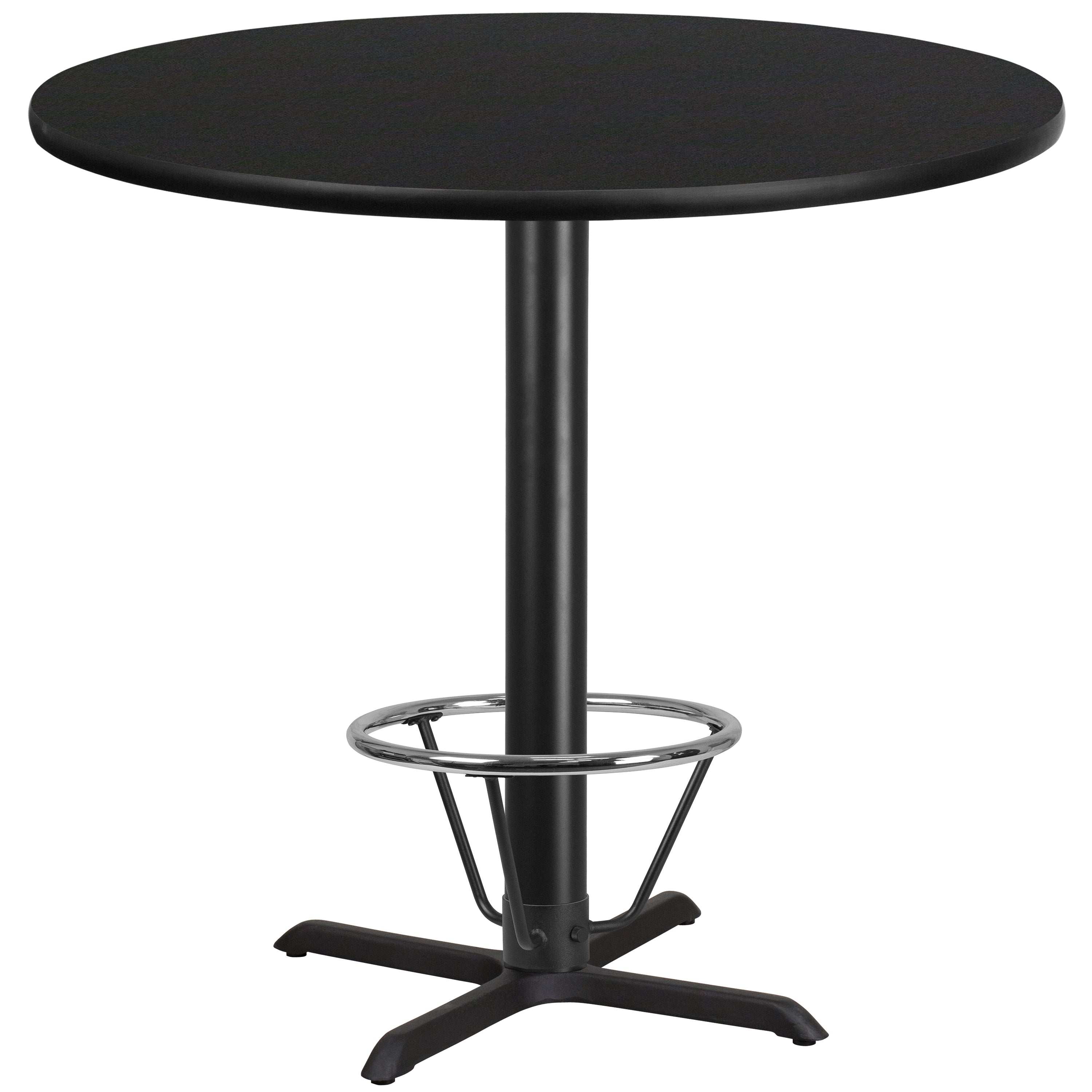 42'' Round Laminate Table Top with 33'' x 33'' Bar Height Table Base and Foot Ring-Restaurant Dining Table and Bases - Bar Height-Flash Furniture-Wall2Wall Furnishings