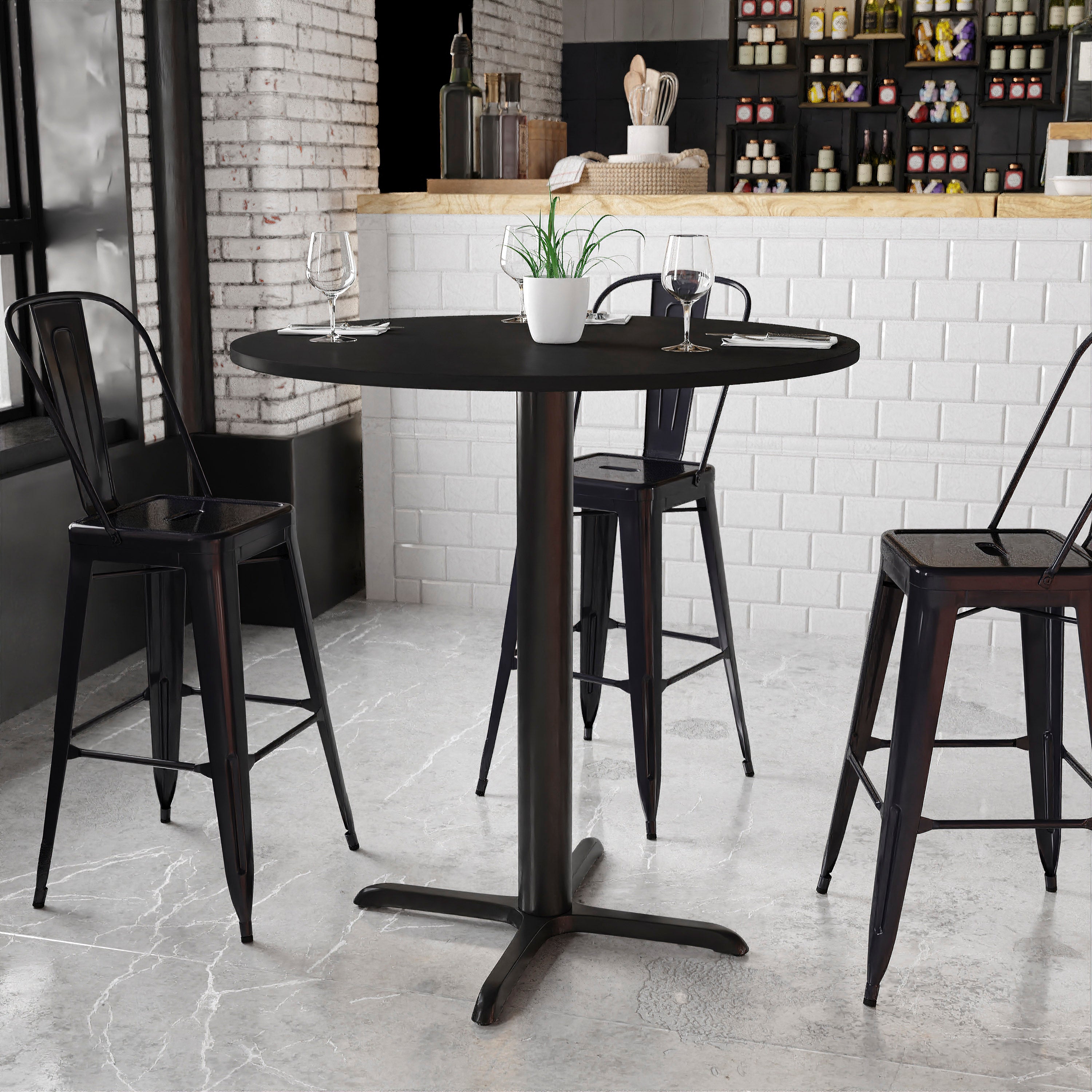 42'' Round Laminate Table Top with 33'' x 33'' Bar Height Table Base-Restaurant Dining Table and Bases - Bar Height-Flash Furniture-Wall2Wall Furnishings
