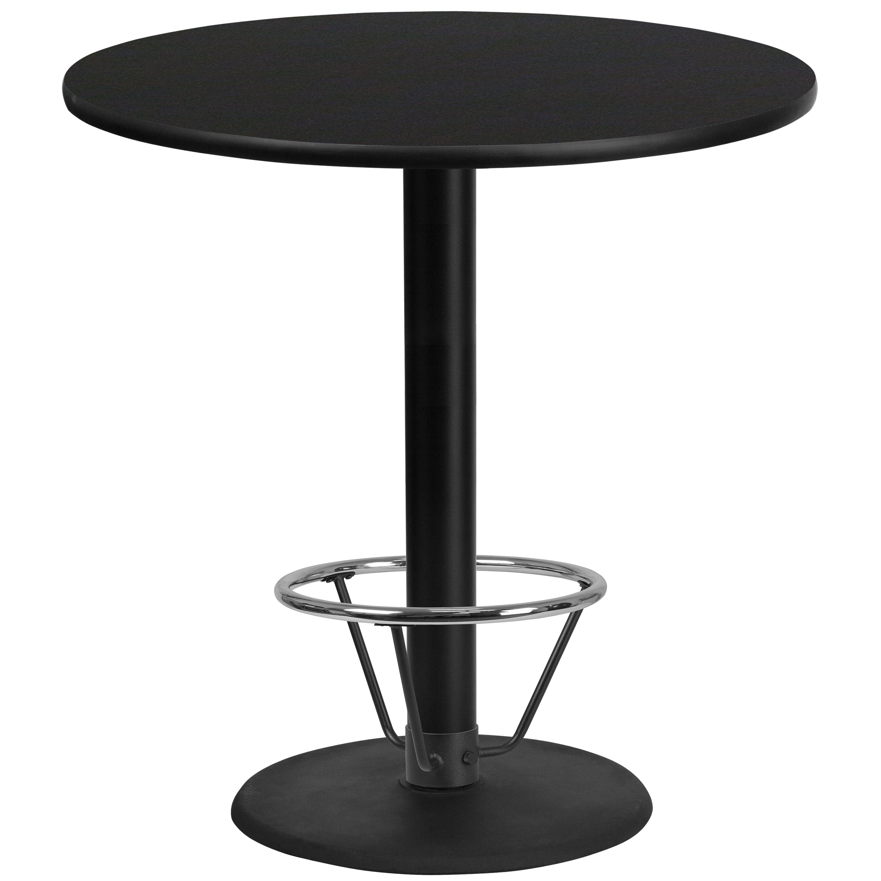 42'' Round Laminate Table Top with 24'' Round Bar Height Table Base and Foot Ring-Restaurant Dining Table and Bases - Bar Height-Flash Furniture-Wall2Wall Furnishings
