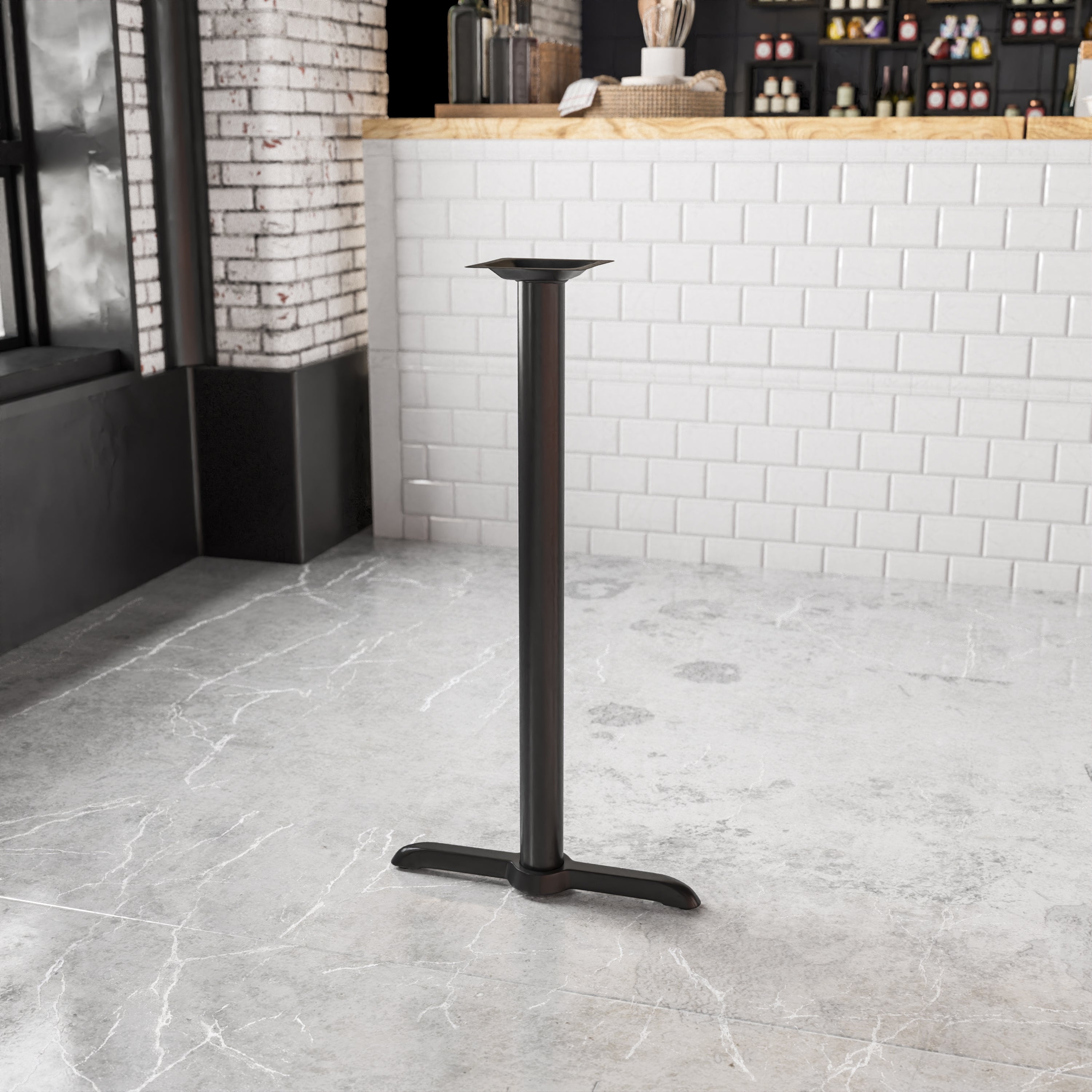 5'' x 22'' Restaurant Table T-Base with 3'' Dia. Bar Height Column-Restaurant Bar Table Bases-Flash Furniture-Wall2Wall Furnishings