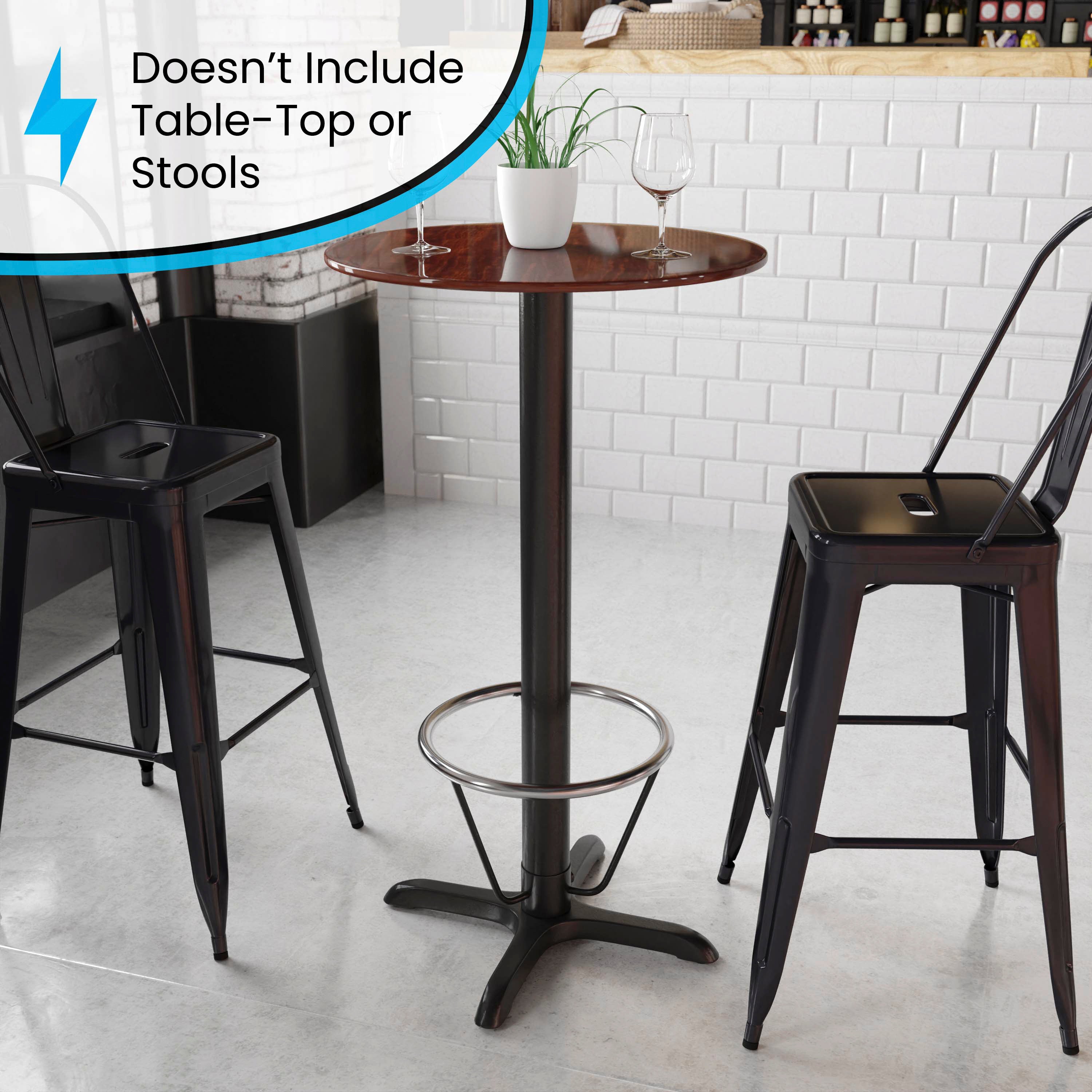 22'' x 22'' Restaurant Table X-Base with 3'' Dia. Bar Height Column and Foot Ring-Restaurant Bar Table Bases-Flash Furniture-Wall2Wall Furnishings