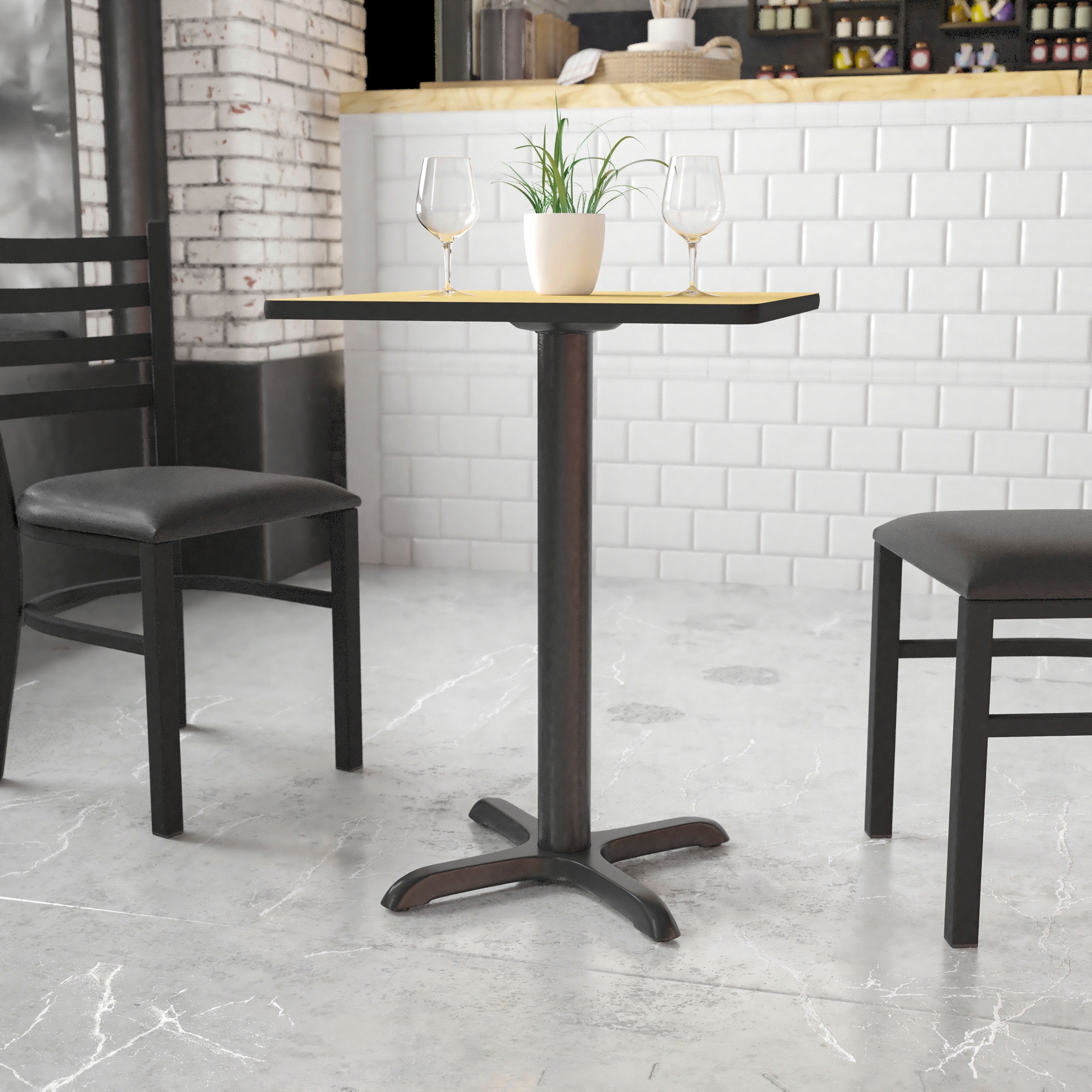 22'' x 22'' Restaurant Table X-Base with 3'' Dia. Table Height Column-Restaurant Table Bases-Flash Furniture-Wall2Wall Furnishings