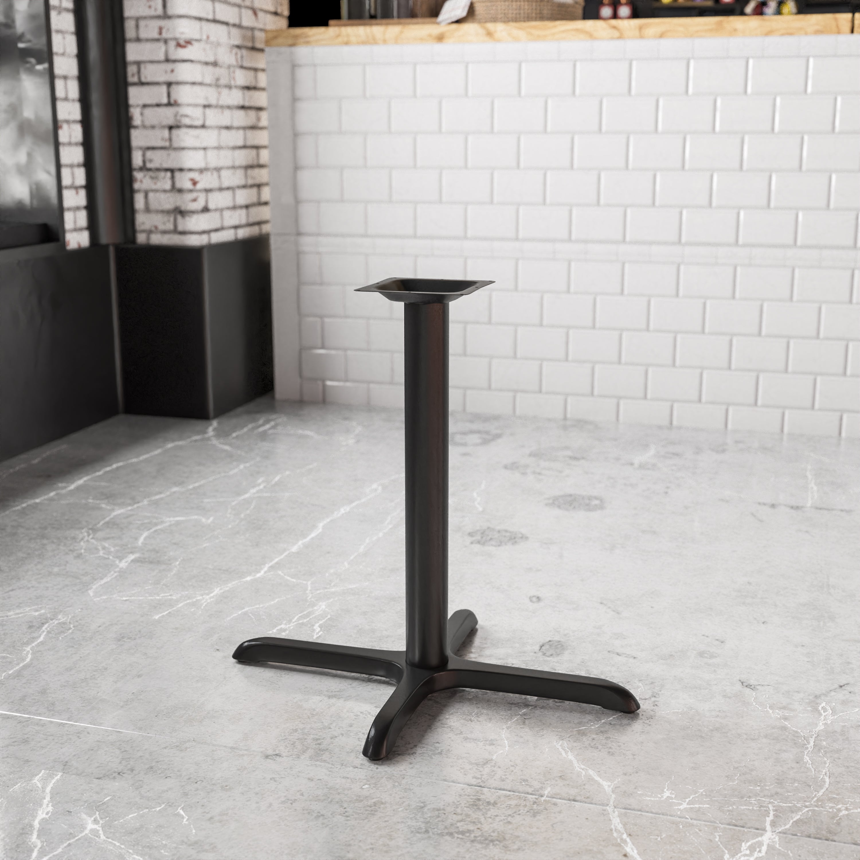 23.75'' x 30'' Restaurant Table X-Base with 3'' Dia. Table Height Column-Restaurant Table Bases-Flash Furniture-Wall2Wall Furnishings