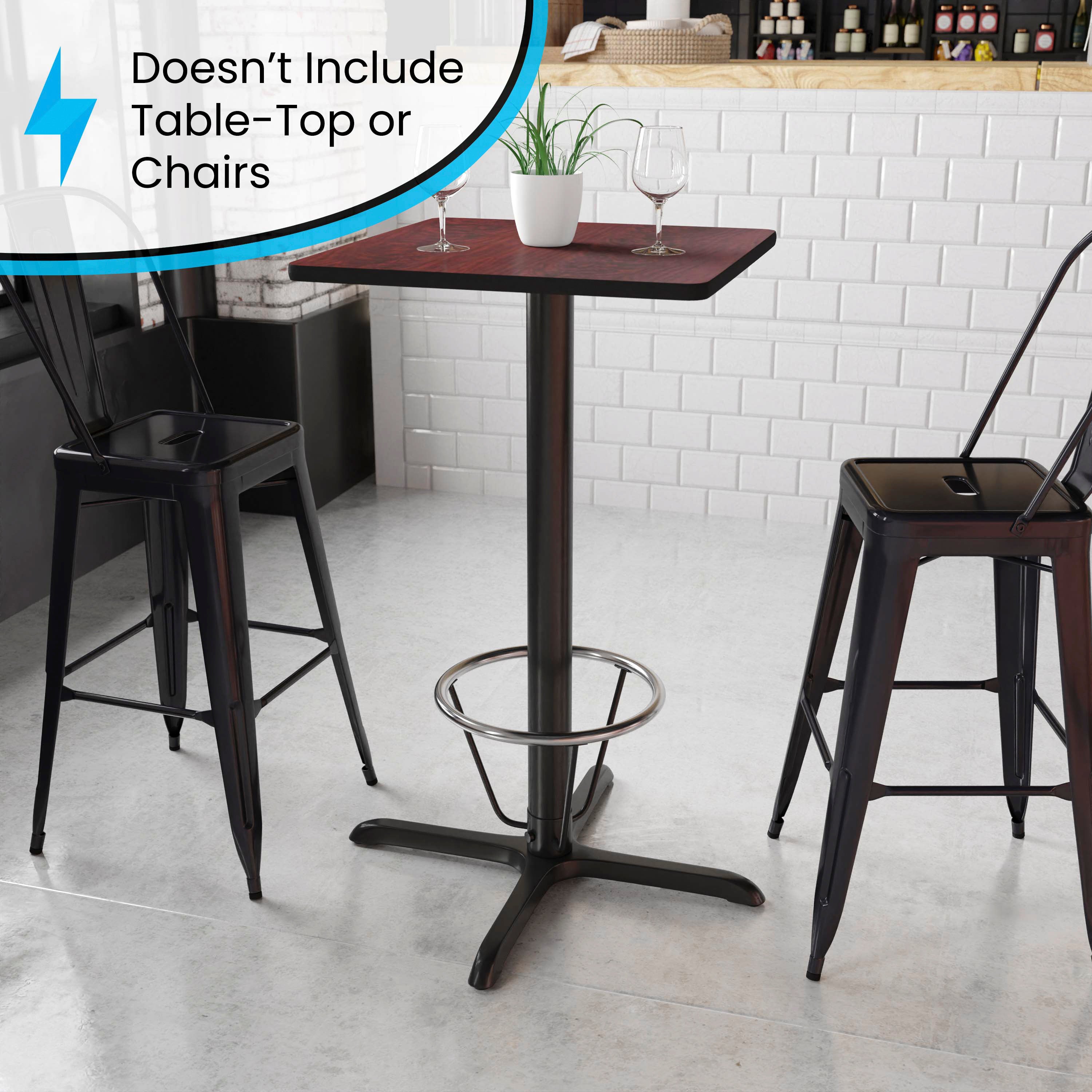 30'' x 30'' Restaurant Table X-Base with 3'' Dia. Bar Height Column and Foot Ring-Restaurant Bar Table Bases-Flash Furniture-Wall2Wall Furnishings
