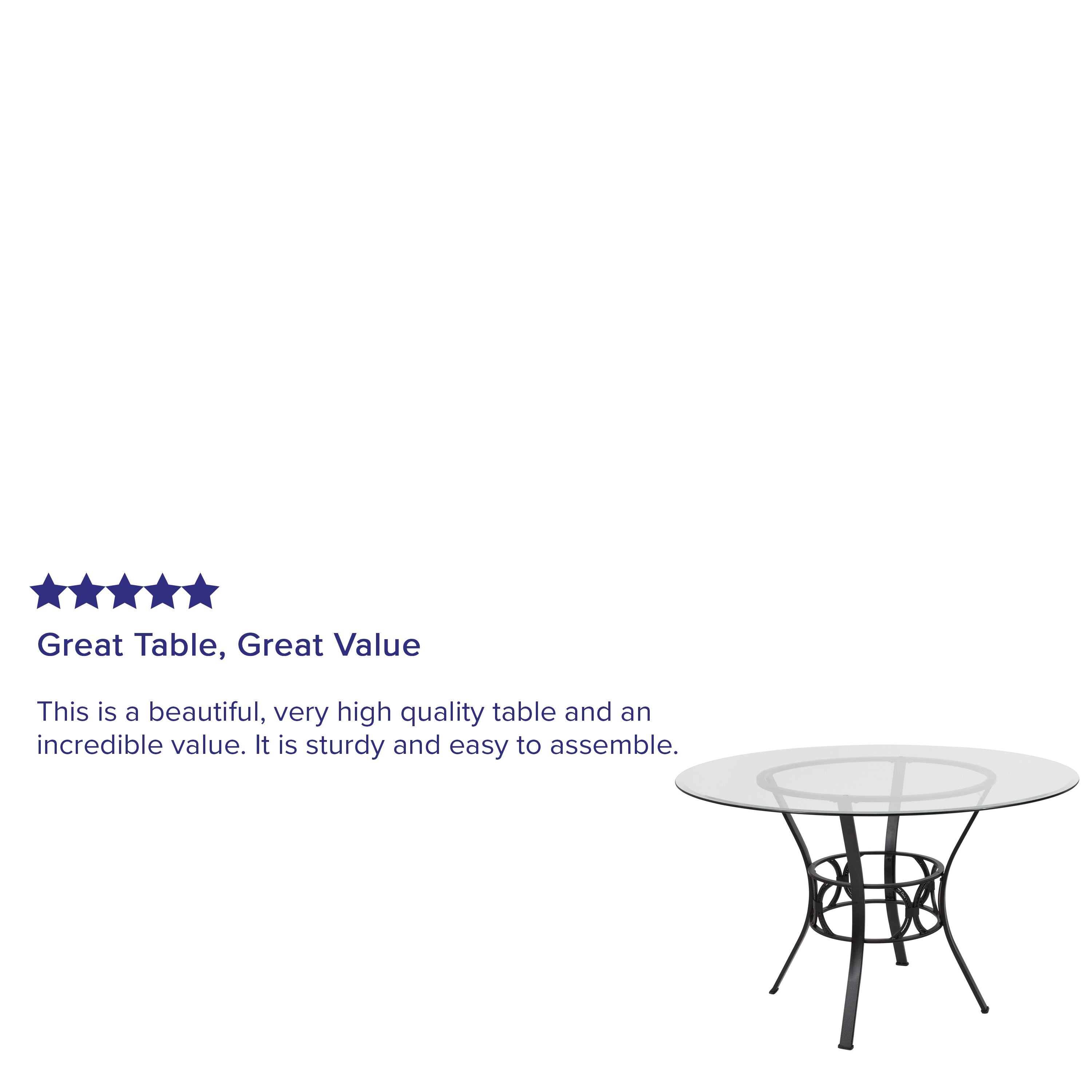 Carlisle 48'' Round Glass Dining Table with Crescent Style Metal Frame-Dining Table-Flash Furniture-Wall2Wall Furnishings