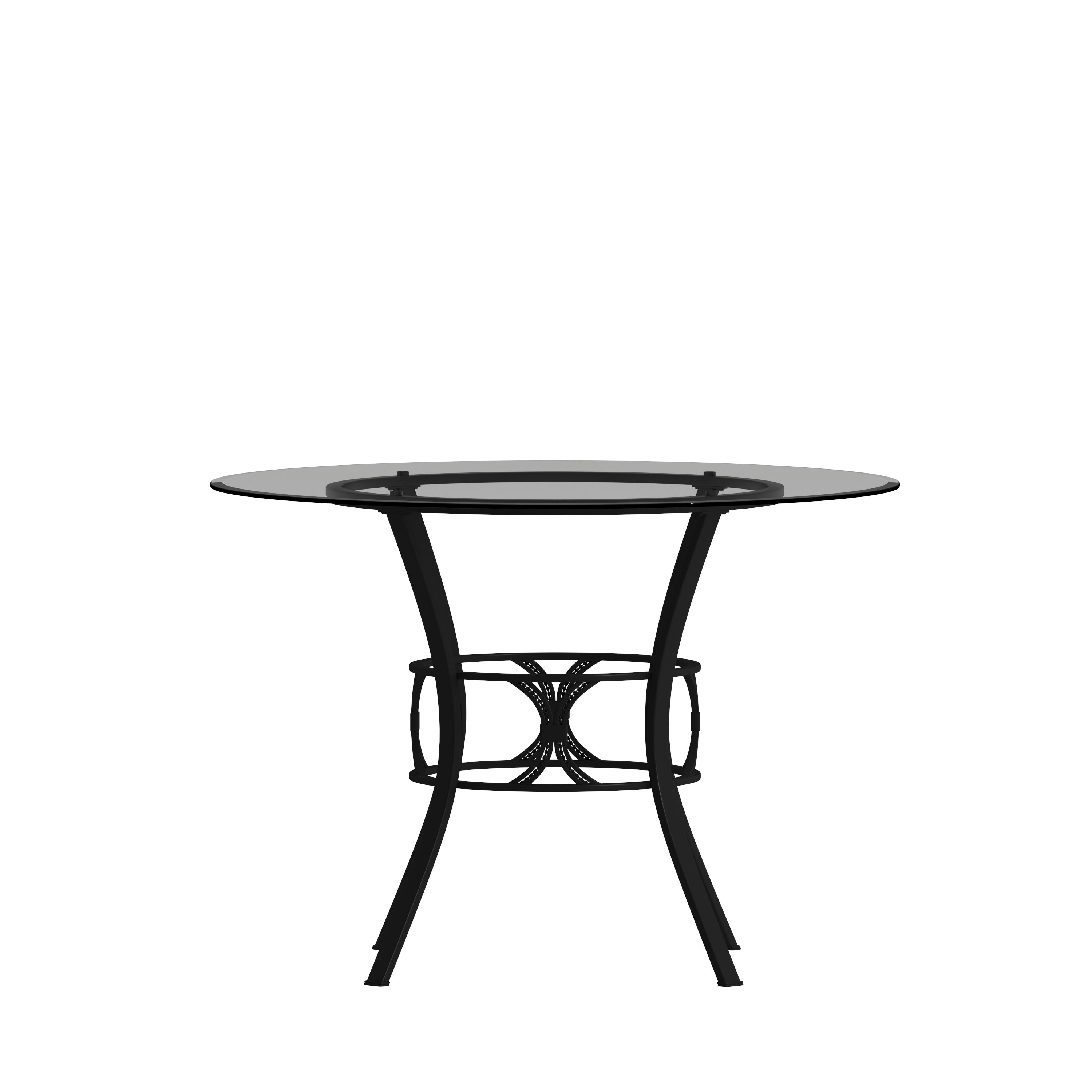 Carlisle 42'' Round Glass Dining Table with Crescent Style Metal Frame-Dining Table-Flash Furniture-Wall2Wall Furnishings