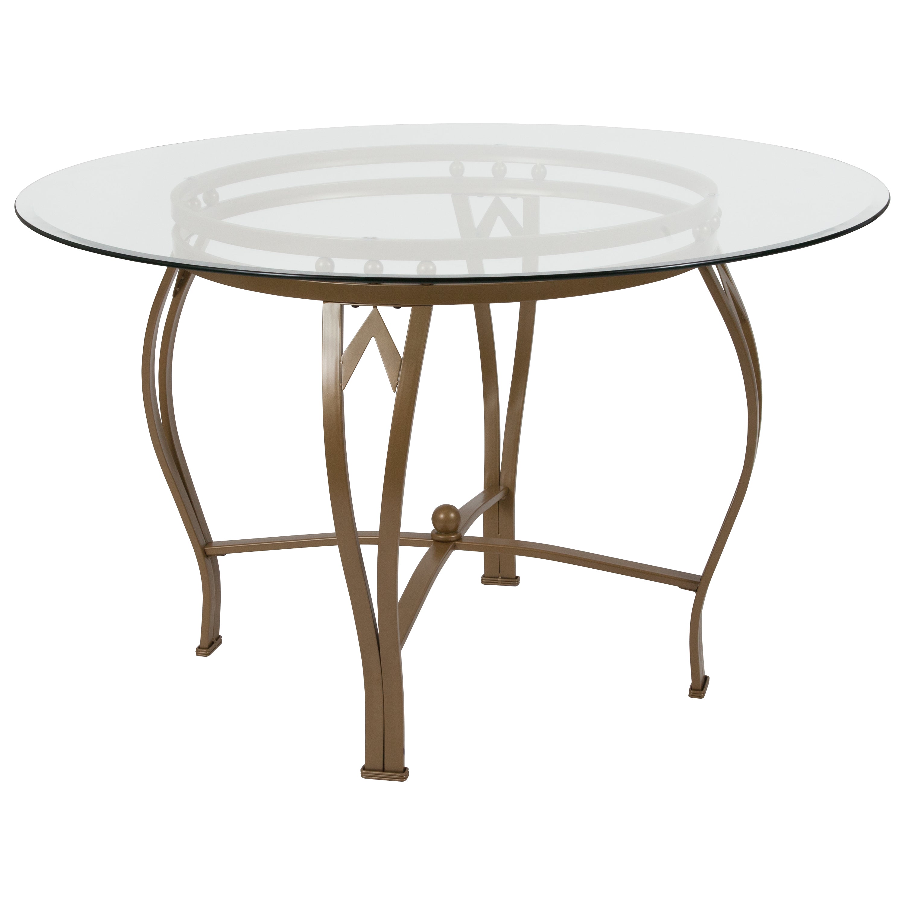 Syracuse 48'' Round Glass Dining Table with Bowed Out Metal Frame-Dining Table-Flash Furniture-Wall2Wall Furnishings