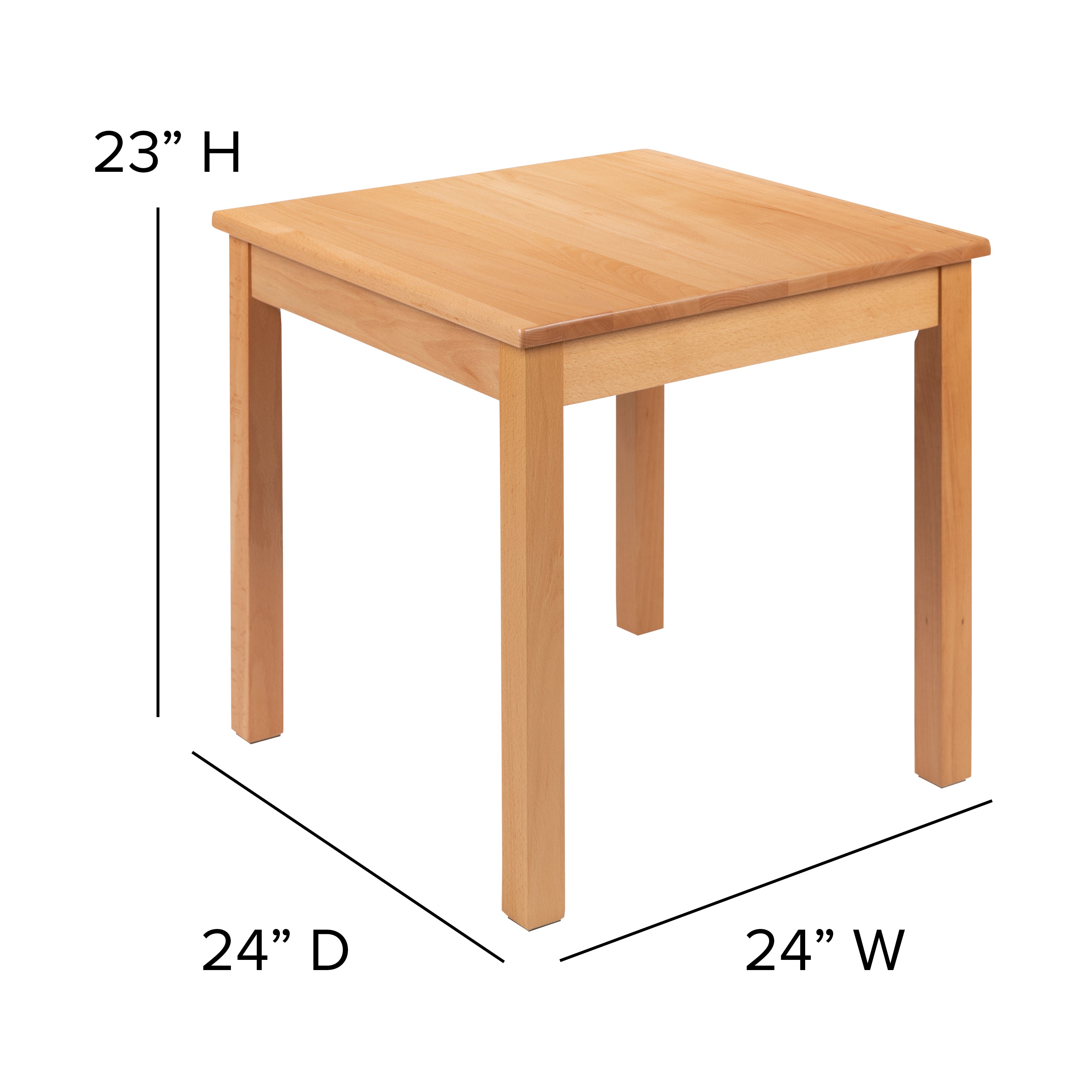 Kids Natural Solid Wood Table and Chair Set for Classroom, Playroom, Kitchen-Square Activity Table Set-Flash Furniture-Wall2Wall Furnishings