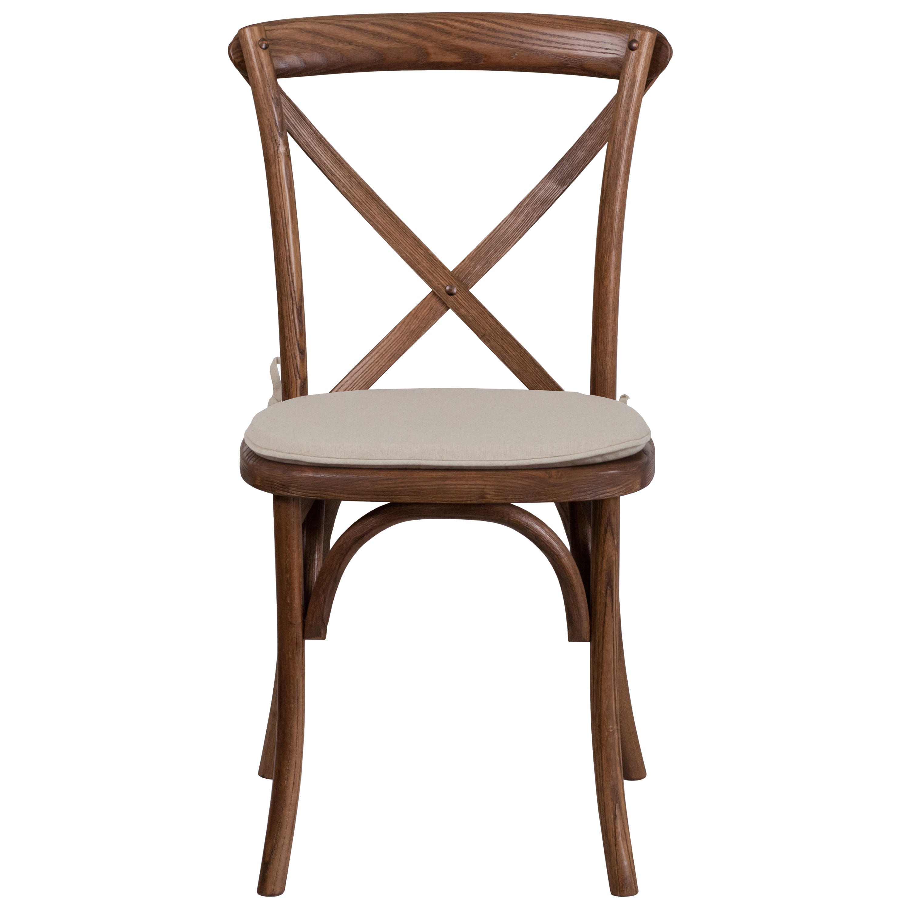 HERCULES Series Stackable Wood Cross Back Chair with Cushion-Accent Chair-Flash Furniture-Wall2Wall Furnishings