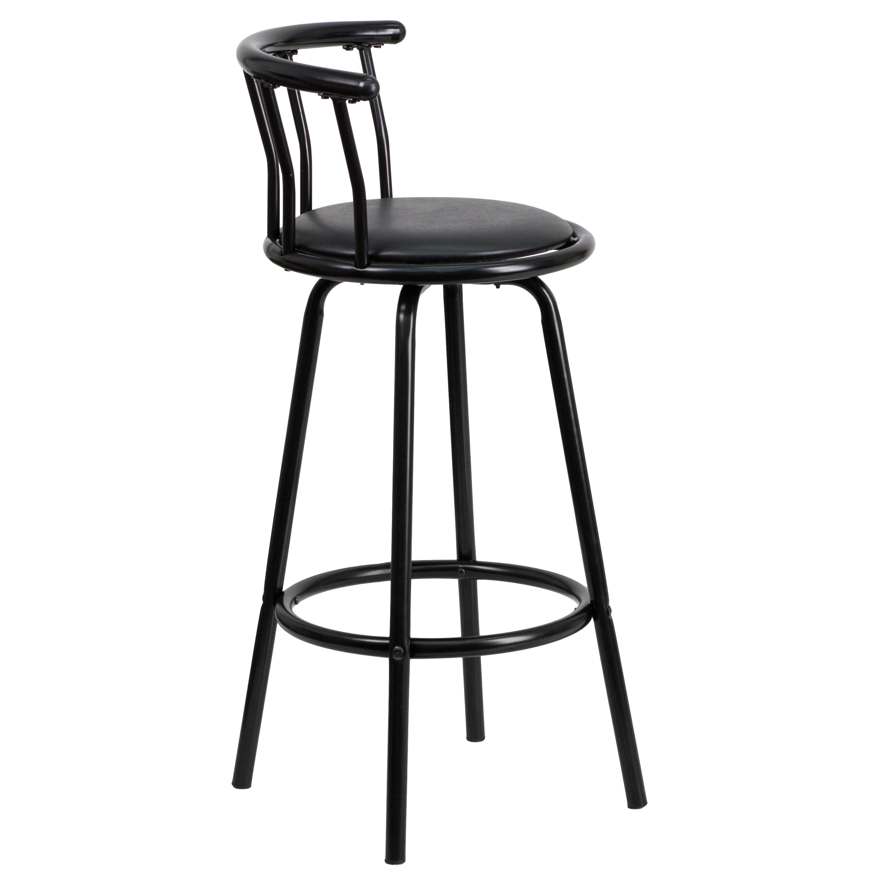 Crown Back Metal Barstool with Vinyl Swivel Seat