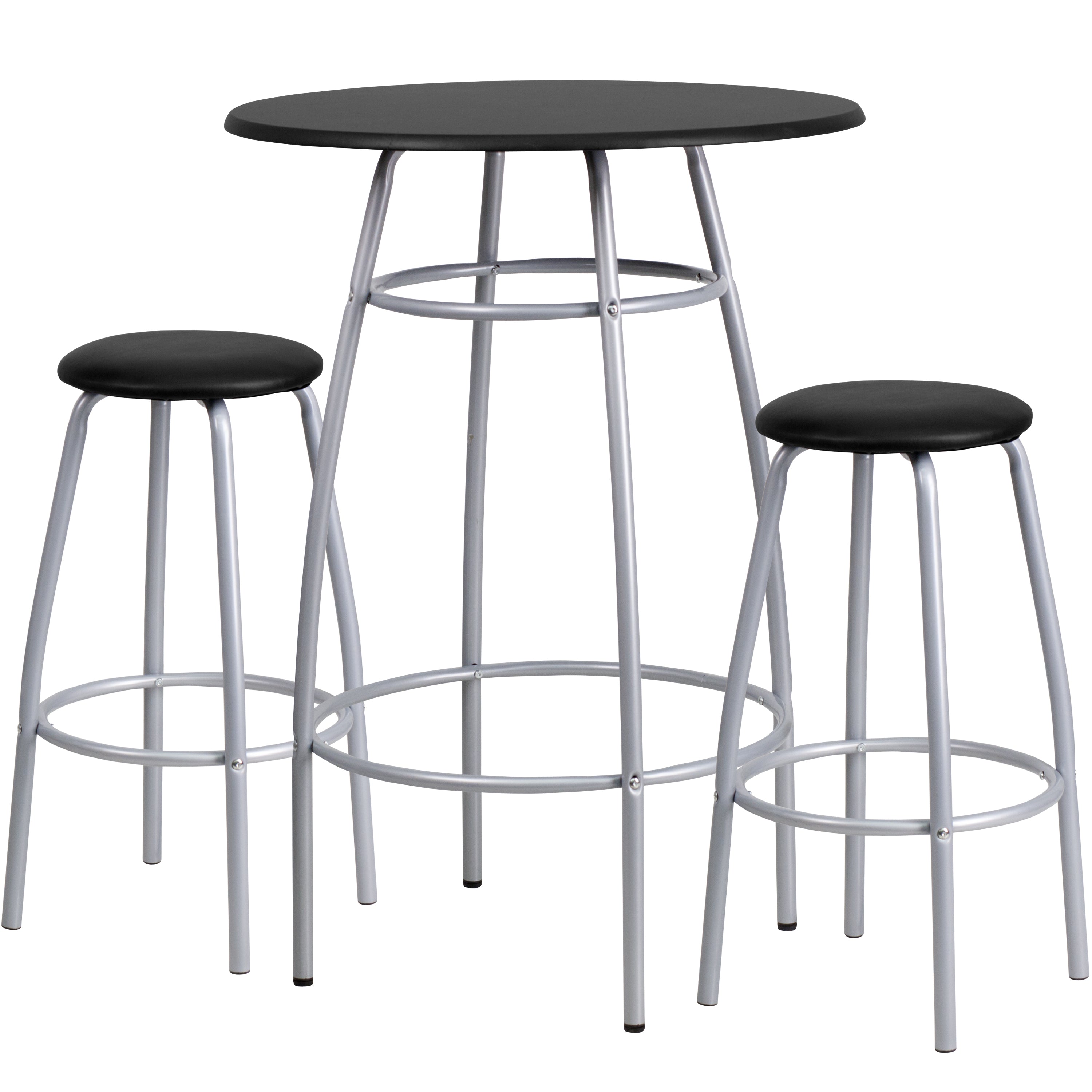 Bar Height Table Set with Padded Stools-Dining Room Set-Flash Furniture-Wall2Wall Furnishings