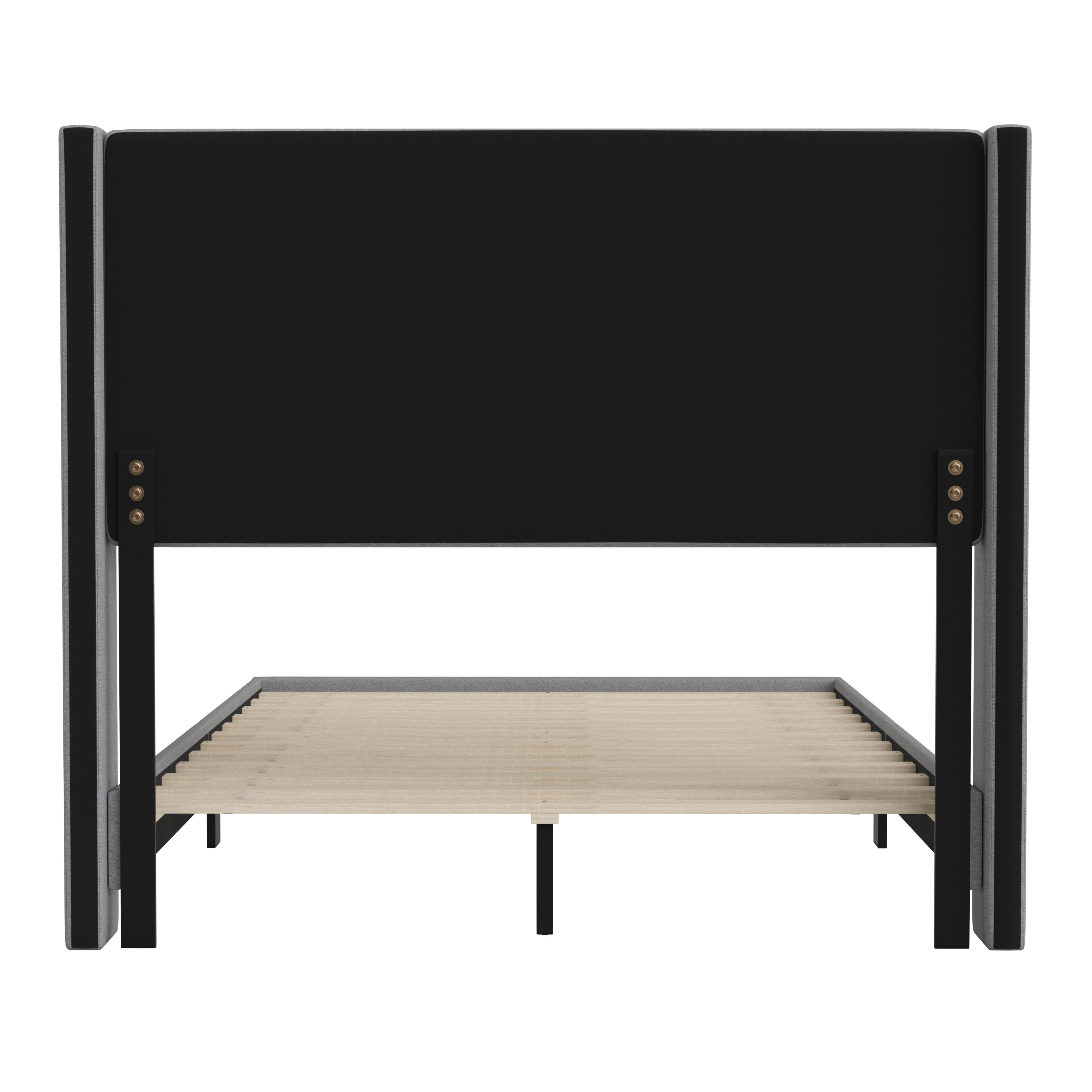 Hollis Upholstered Platform Bed with Wingback Headboard, Mattress Foundation with Slatted Supports, No Box Spring Needed