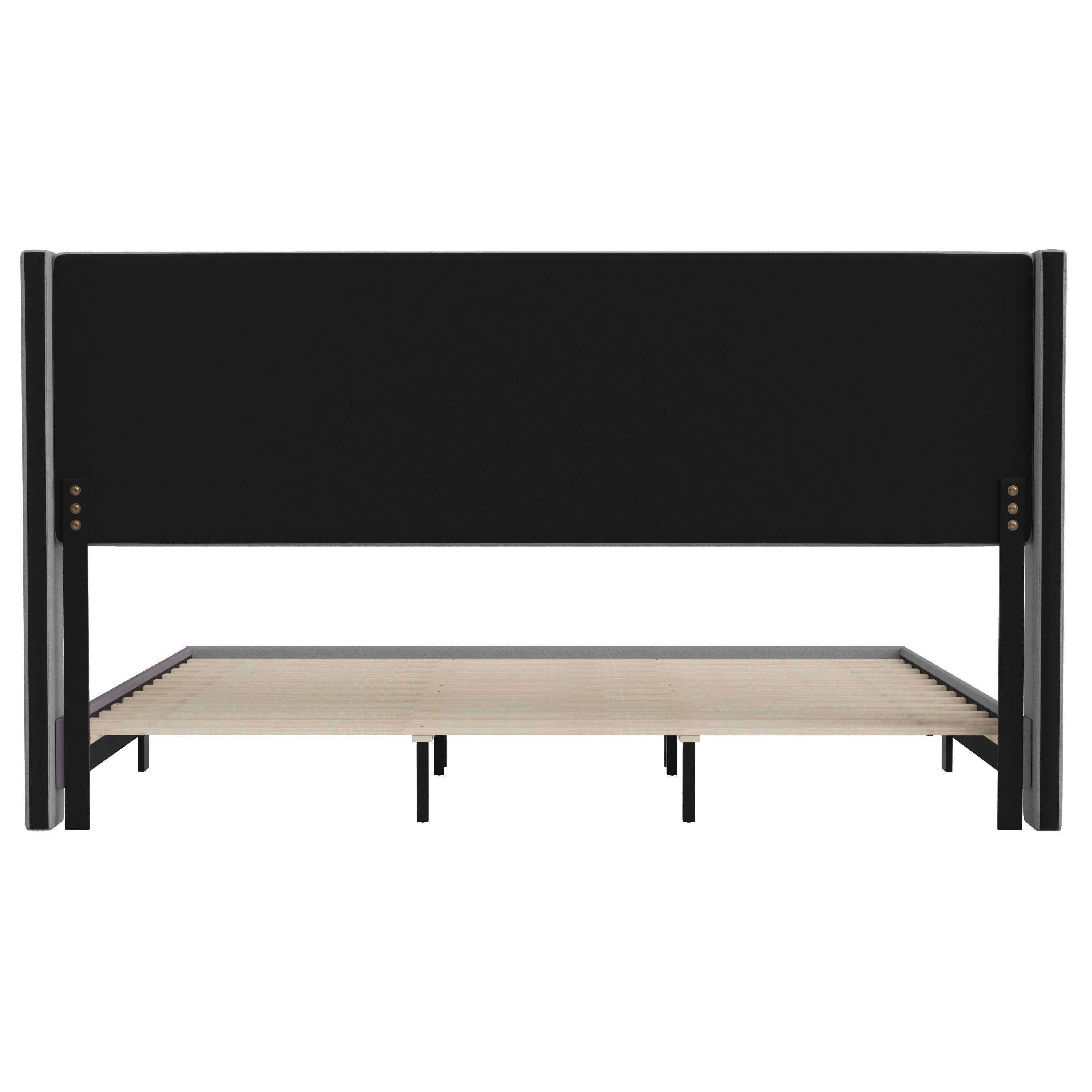 Hollis Upholstered Platform Bed with Wingback Headboard, Mattress Foundation with Slatted Supports, No Box Spring Needed