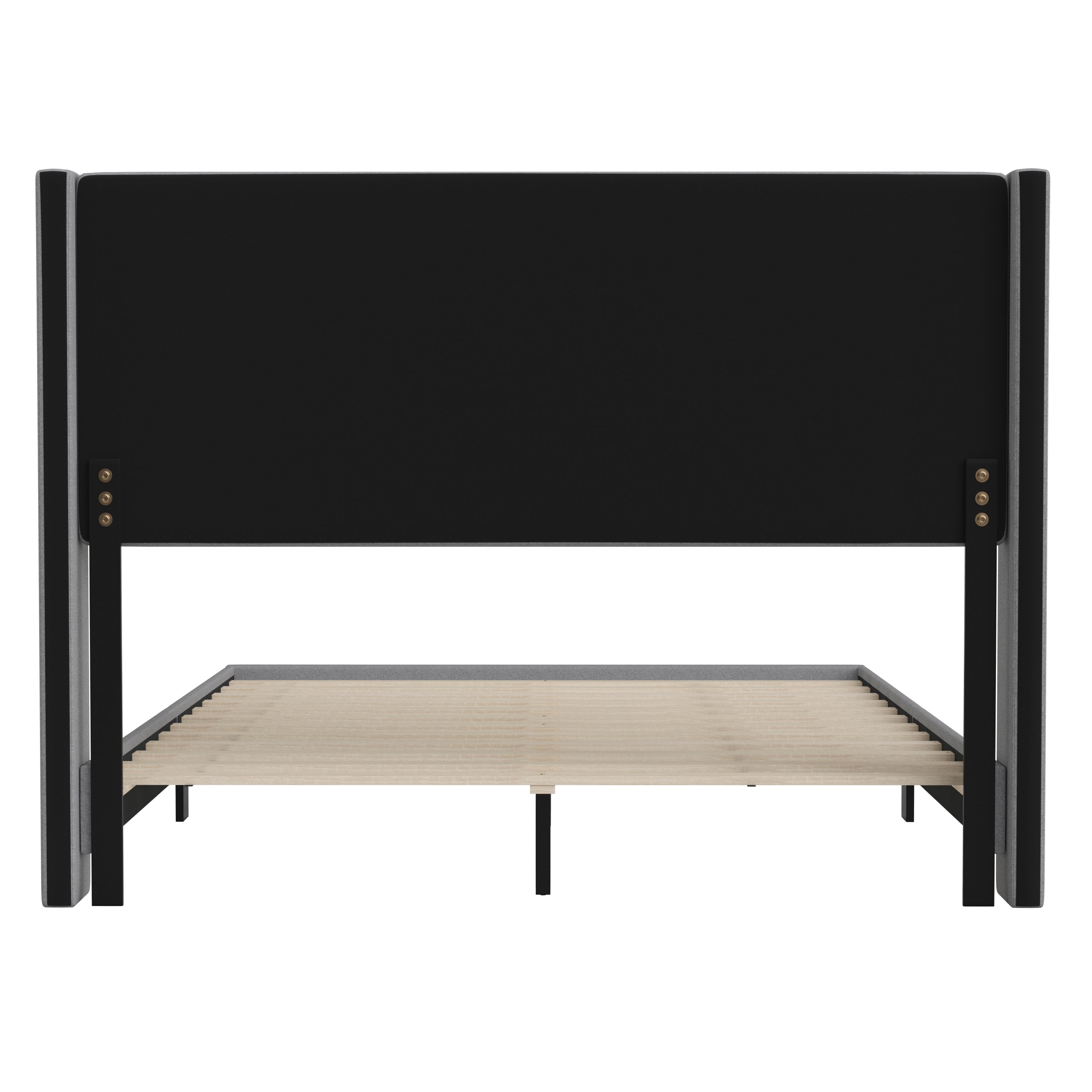 Hollis Upholstered Platform Bed with Wingback Headboard, Mattress Foundation with Slatted Supports, No Box Spring Needed