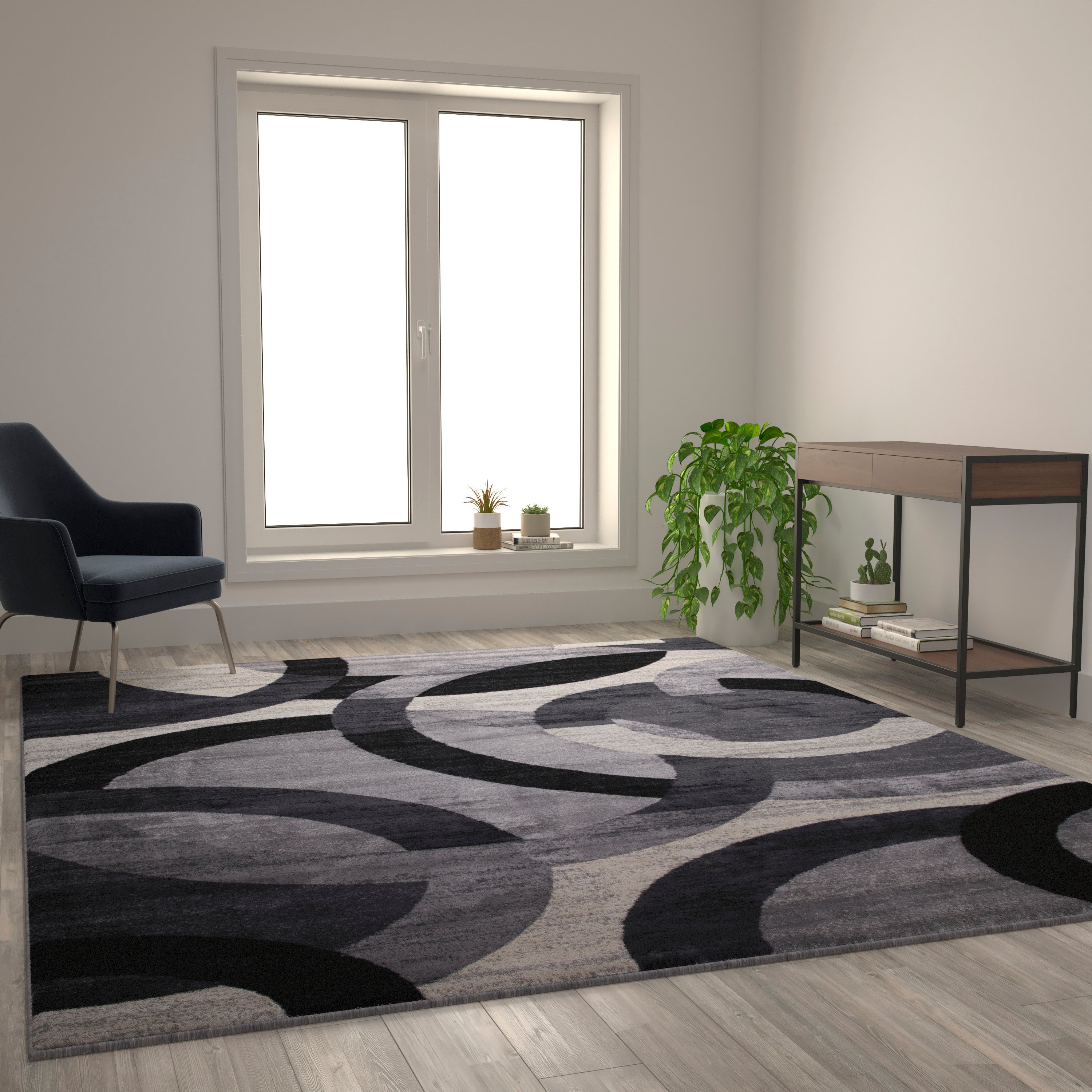 Harken Collection Geometric Olefin Area Rug with Jute Backing, Living Room, Bedroom-Area Rug-Flash Furniture-Wall2Wall Furnishings