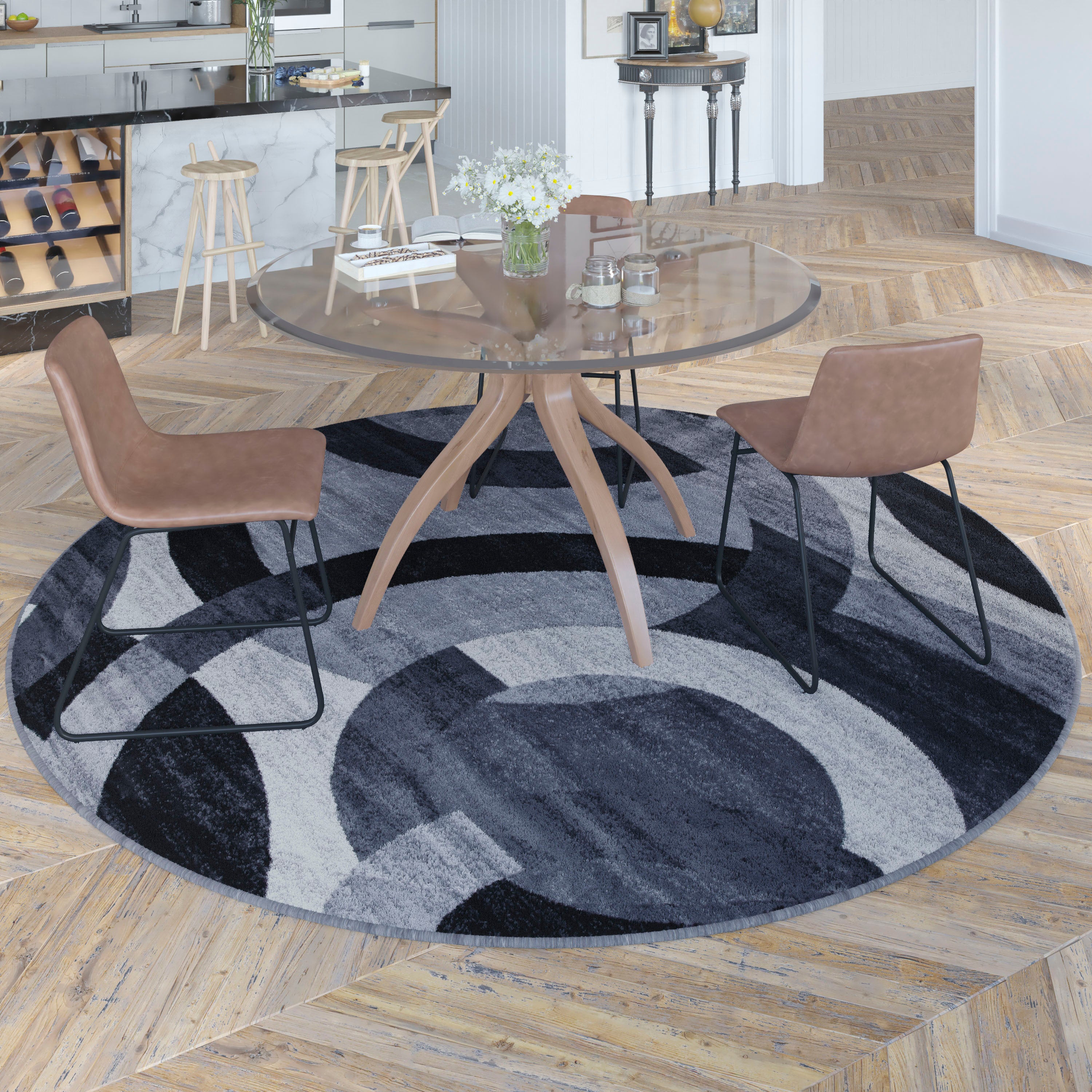 Harken Collection Geometric Olefin Area Rug with Jute Backing, Living Room, Bedroom-Area Rug-Flash Furniture-Wall2Wall Furnishings