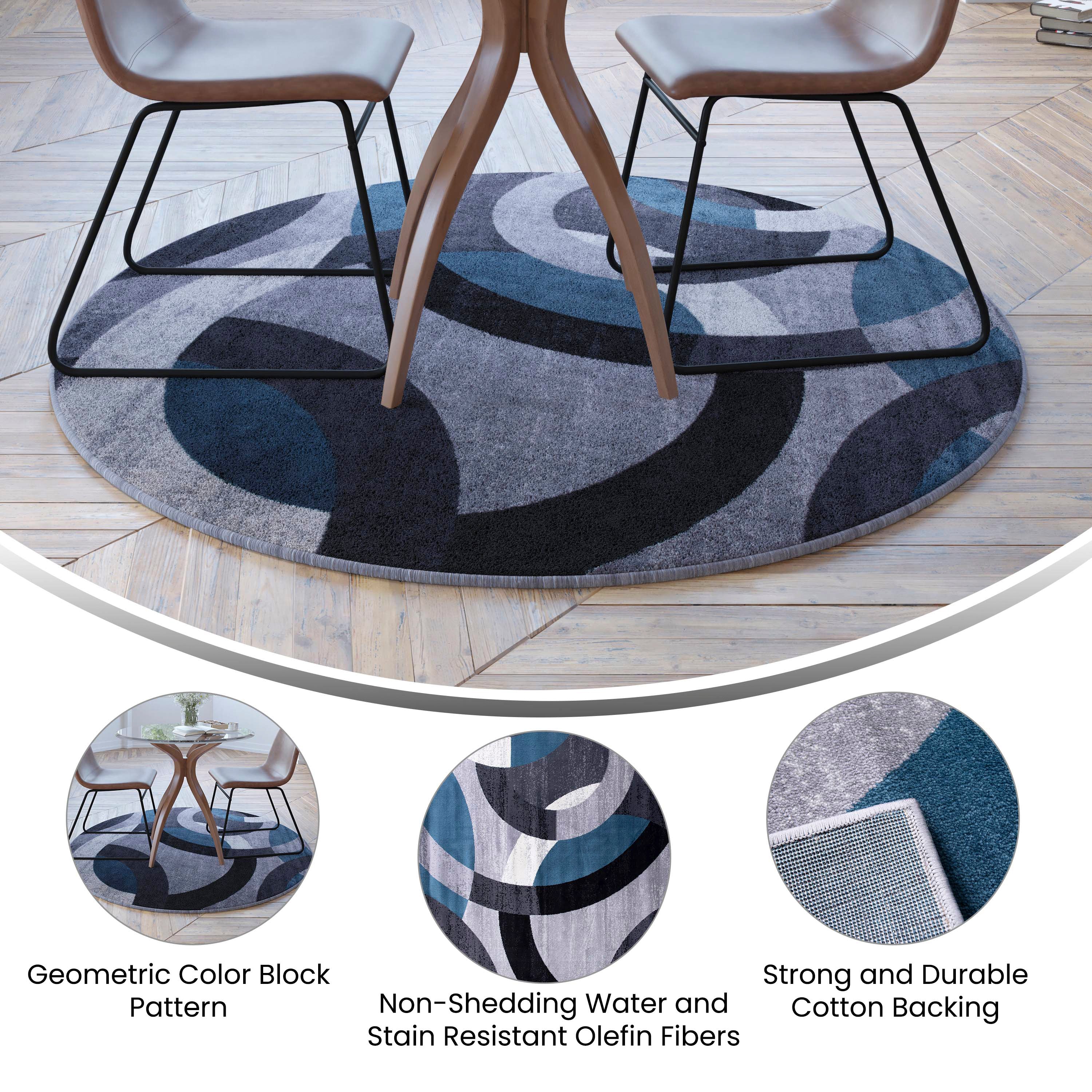Harken Collection Geometric Olefin Area Rug with Jute Backing, Living Room, Bedroom-Indoor Area Rug-Flash Furniture-Wall2Wall Furnishings