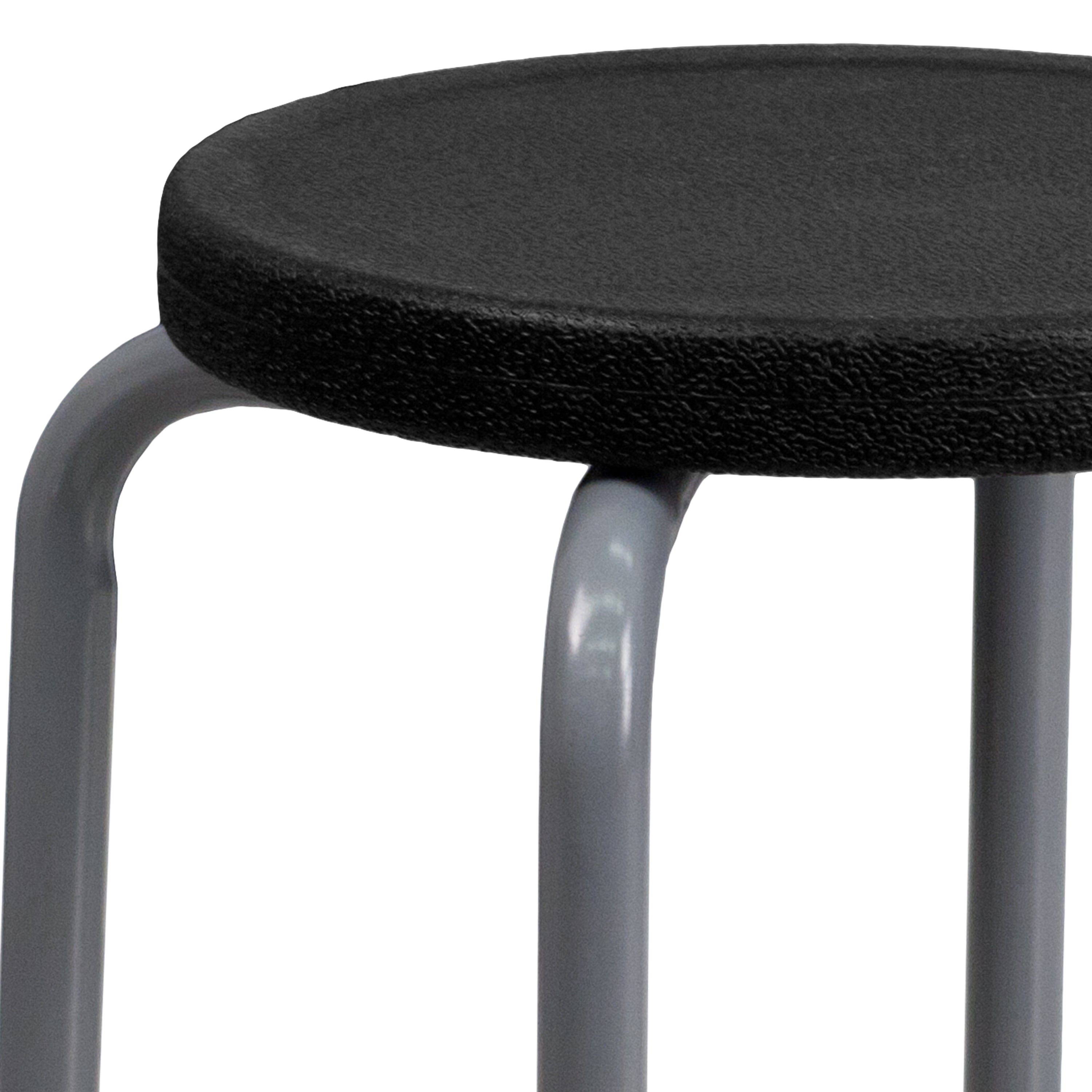 Stackable Stool with Silver Powder Coated Frame-Office Chair-Flash Furniture-Wall2Wall Furnishings