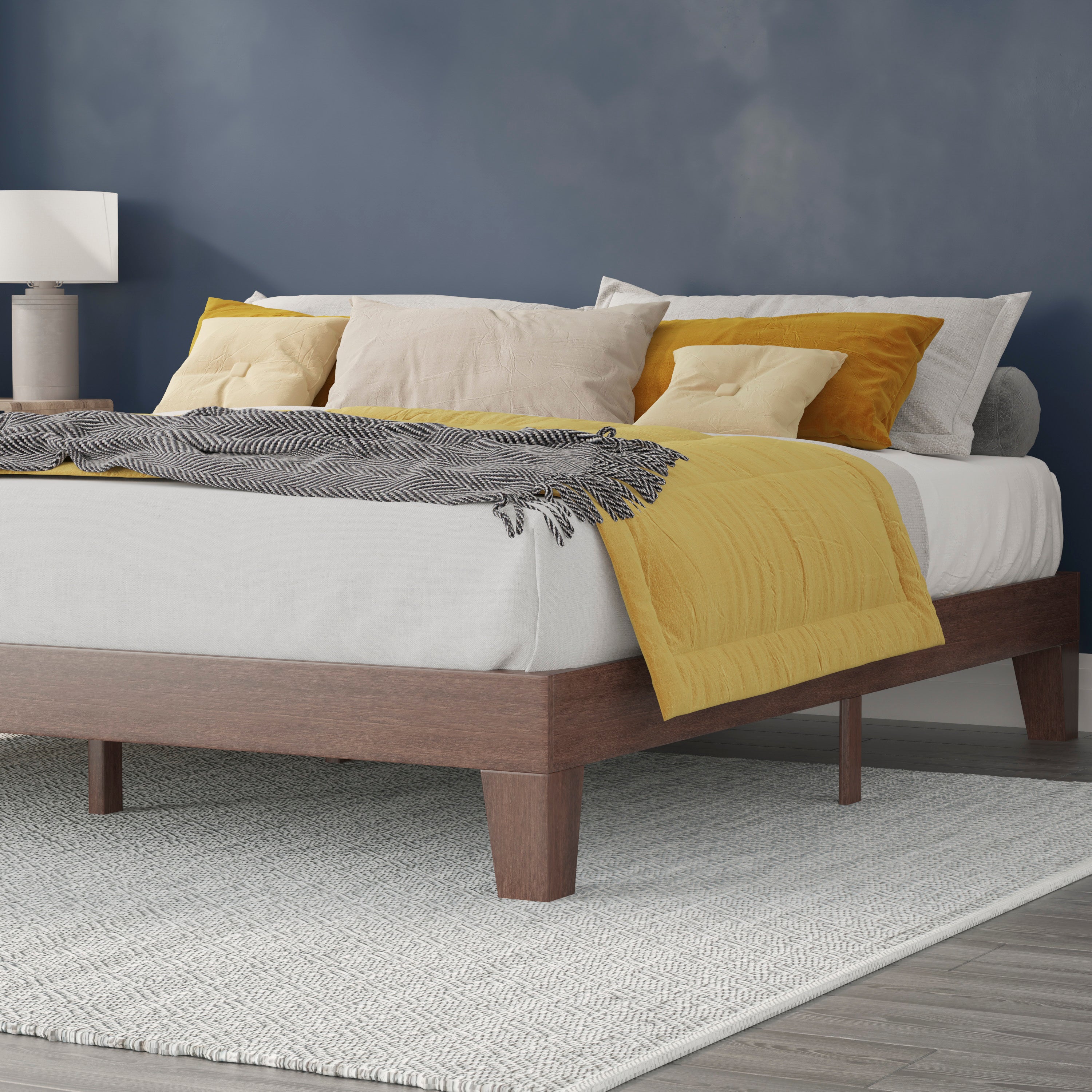 Evelyn Wood Platform Bed with Wooden Support Slats, No Box Spring Required-Bed Frame-Flash Furniture-Wall2Wall Furnishings