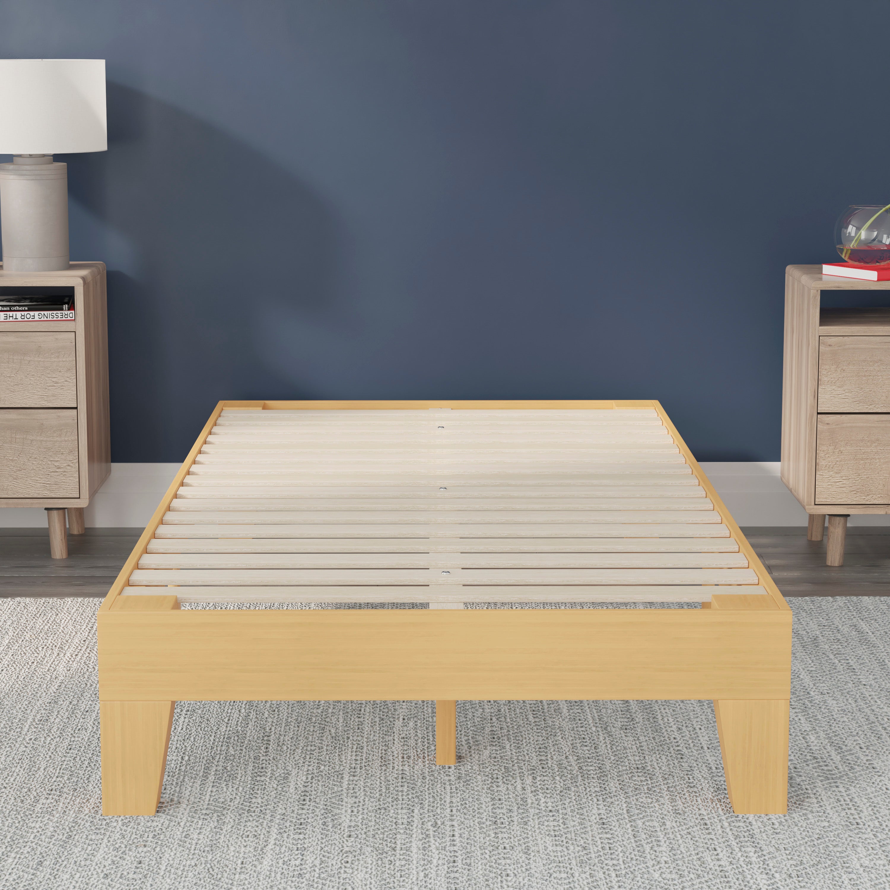 Evelyn Wood Platform Bed with Wooden Support Slats, No Box Spring Required-Bed Frame-Flash Furniture-Wall2Wall Furnishings