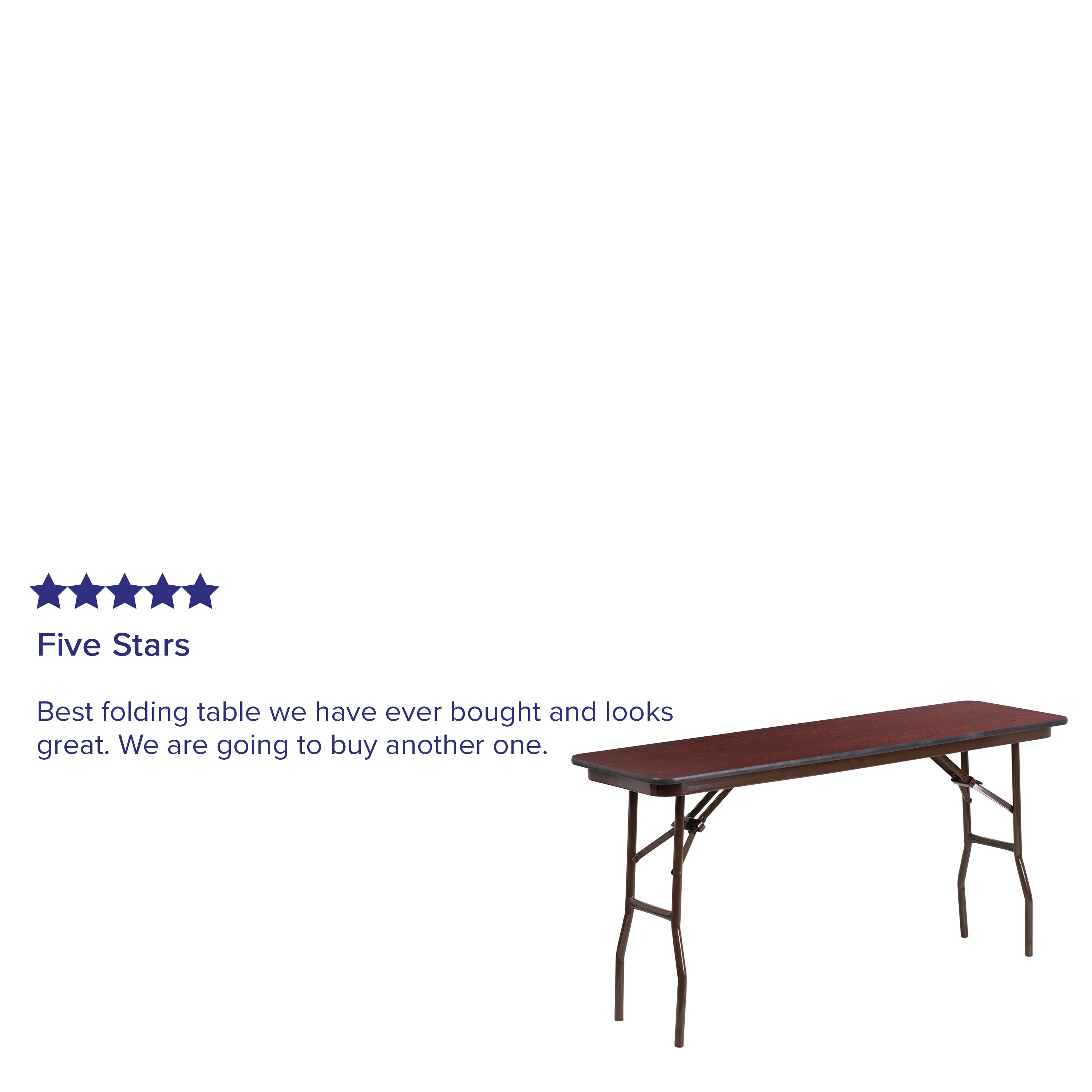 5-Foot Mahogany Melamine Laminate Folding Training Table-Rectangular Melamine Folding Table-Flash Furniture-Wall2Wall Furnishings