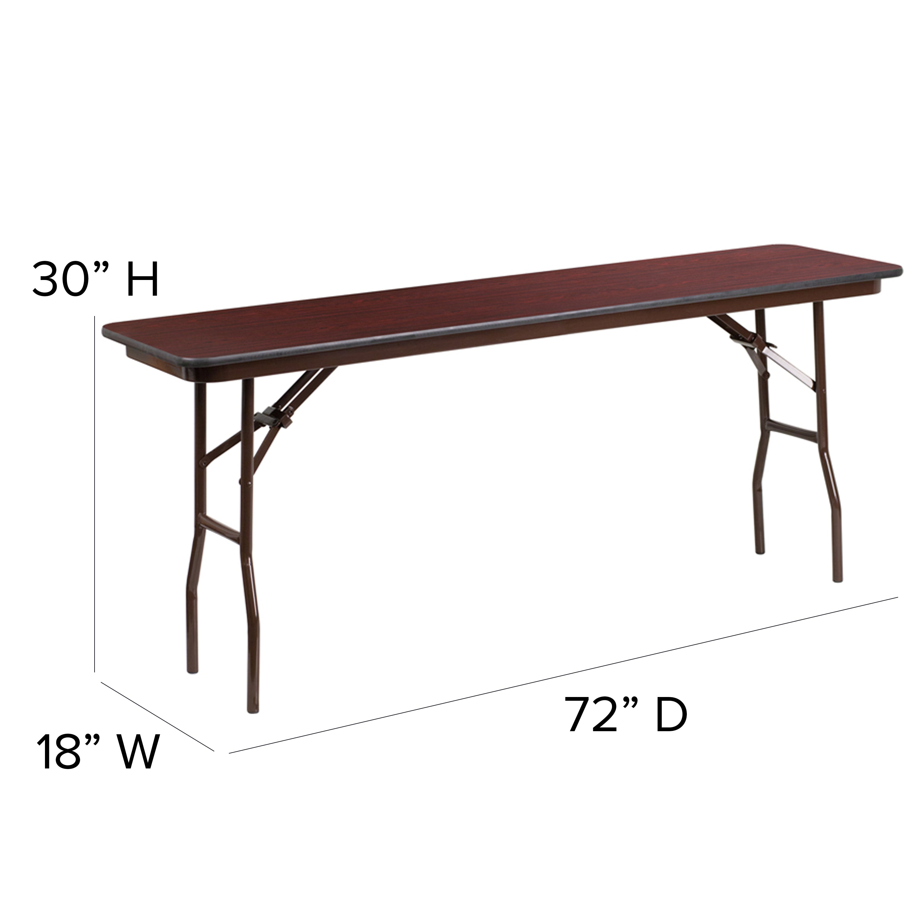 6-Foot Mahogany Melamine Laminate Folding Training Table-Rectangular Melamine Folding Table-Flash Furniture-Wall2Wall Furnishings