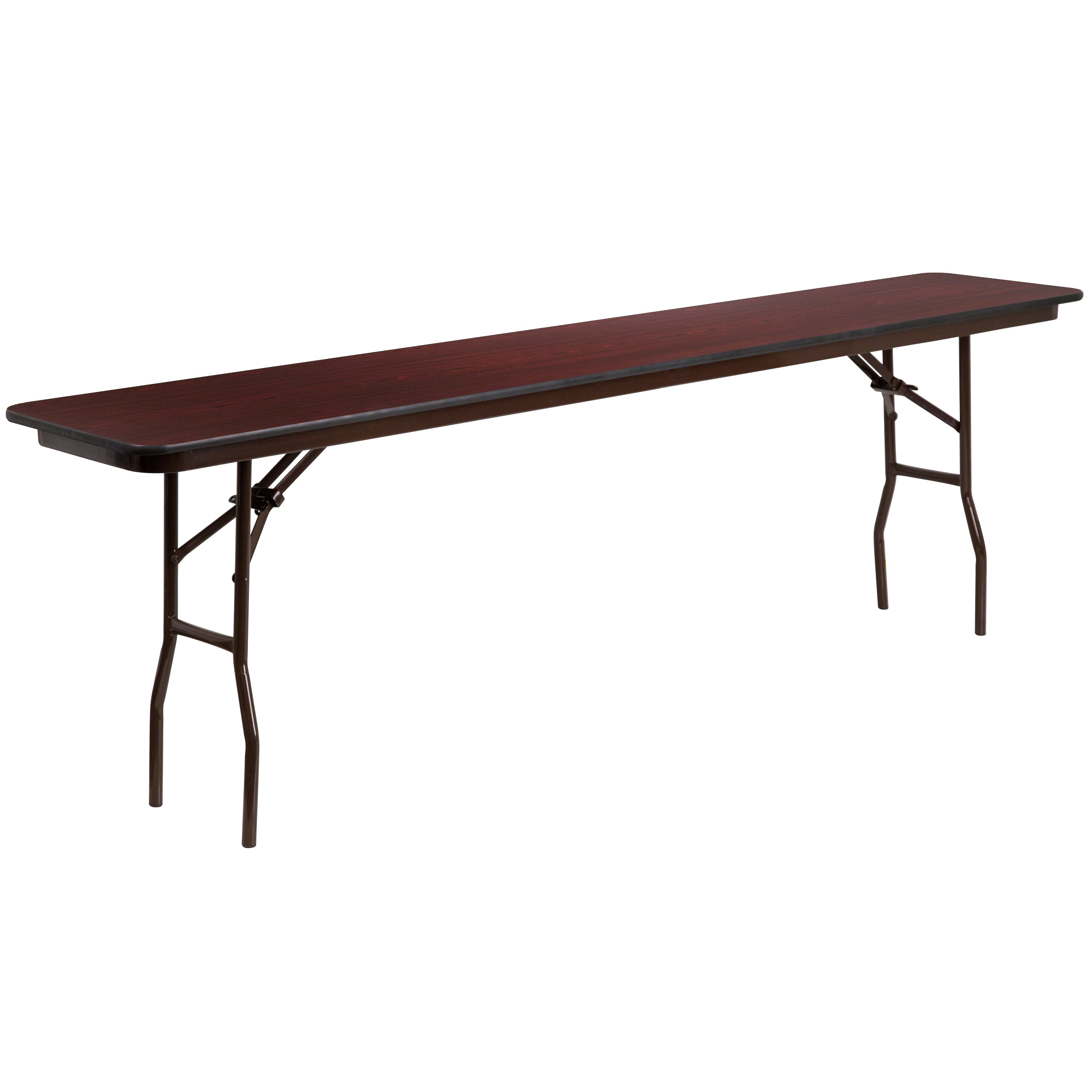 8-Foot High Pressure Mahogany Laminate Folding Training Table-Rectangular High Pressure Folding Table-Flash Furniture-Wall2Wall Furnishings
