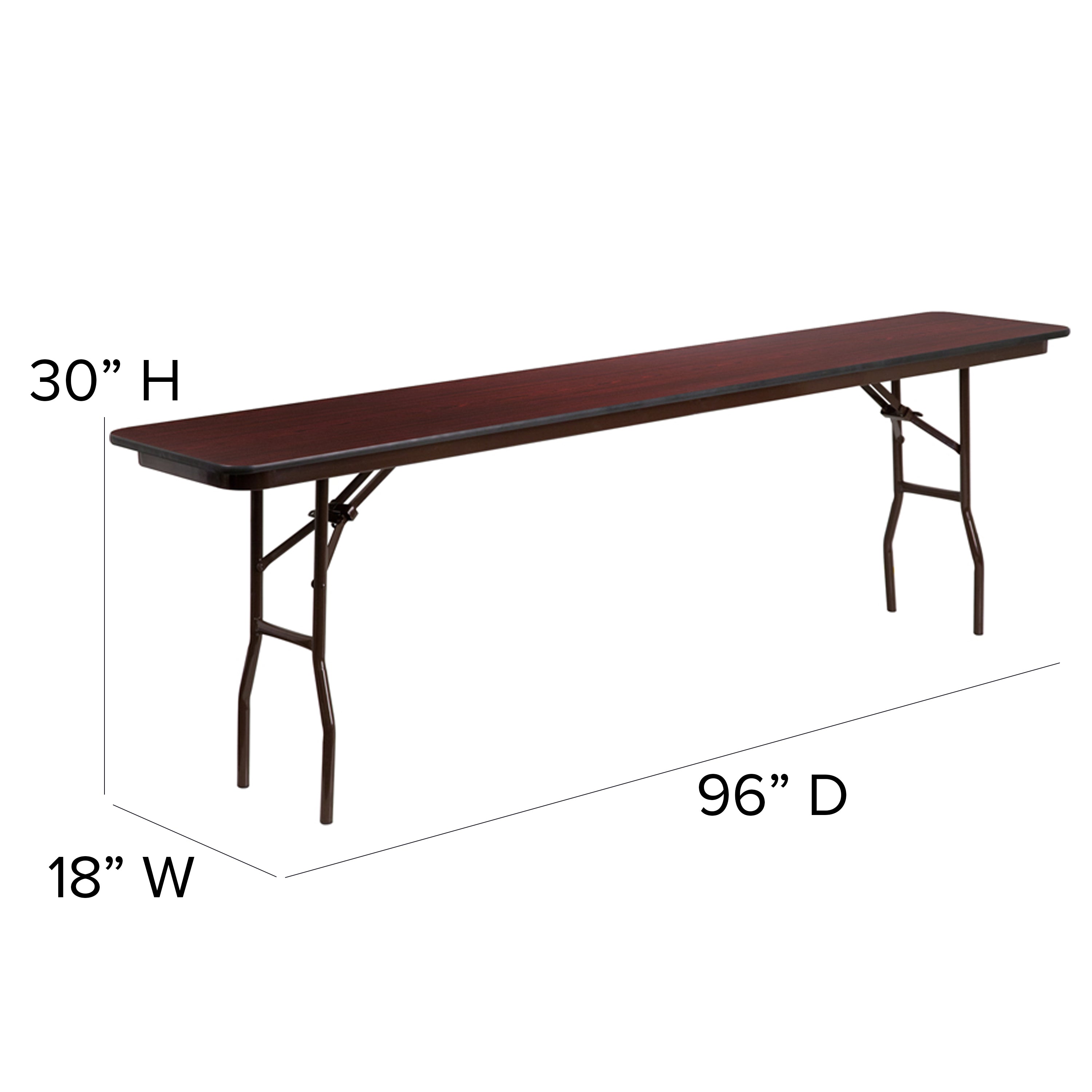 8-Foot Mahogany Melamine Laminate Folding Training Table-Rectangular Melamine Folding Table-Flash Furniture-Wall2Wall Furnishings