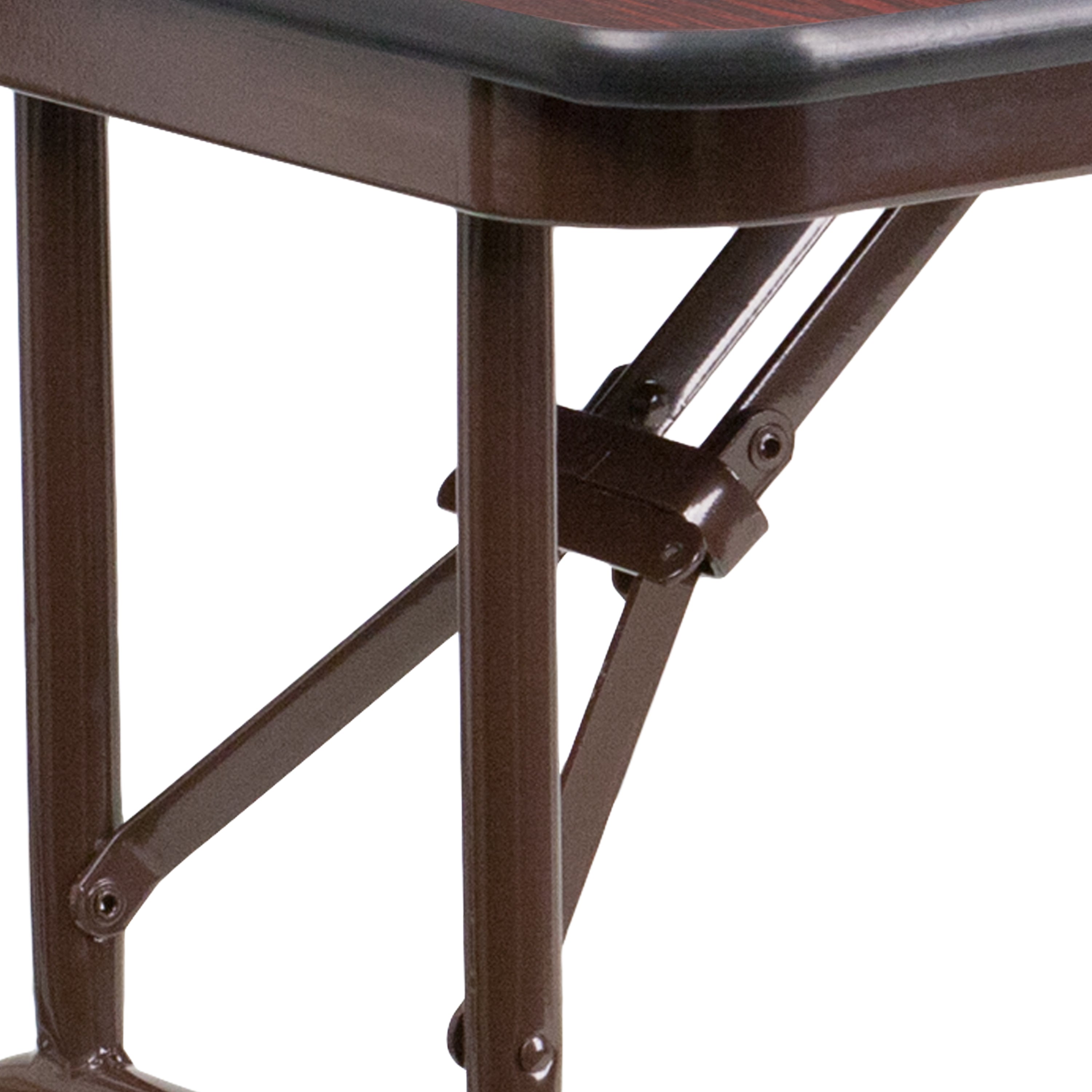 4-Foot Mahogany Melamine Laminate Folding Banquet Table-Rectangular Melamine Folding Table-Flash Furniture-Wall2Wall Furnishings