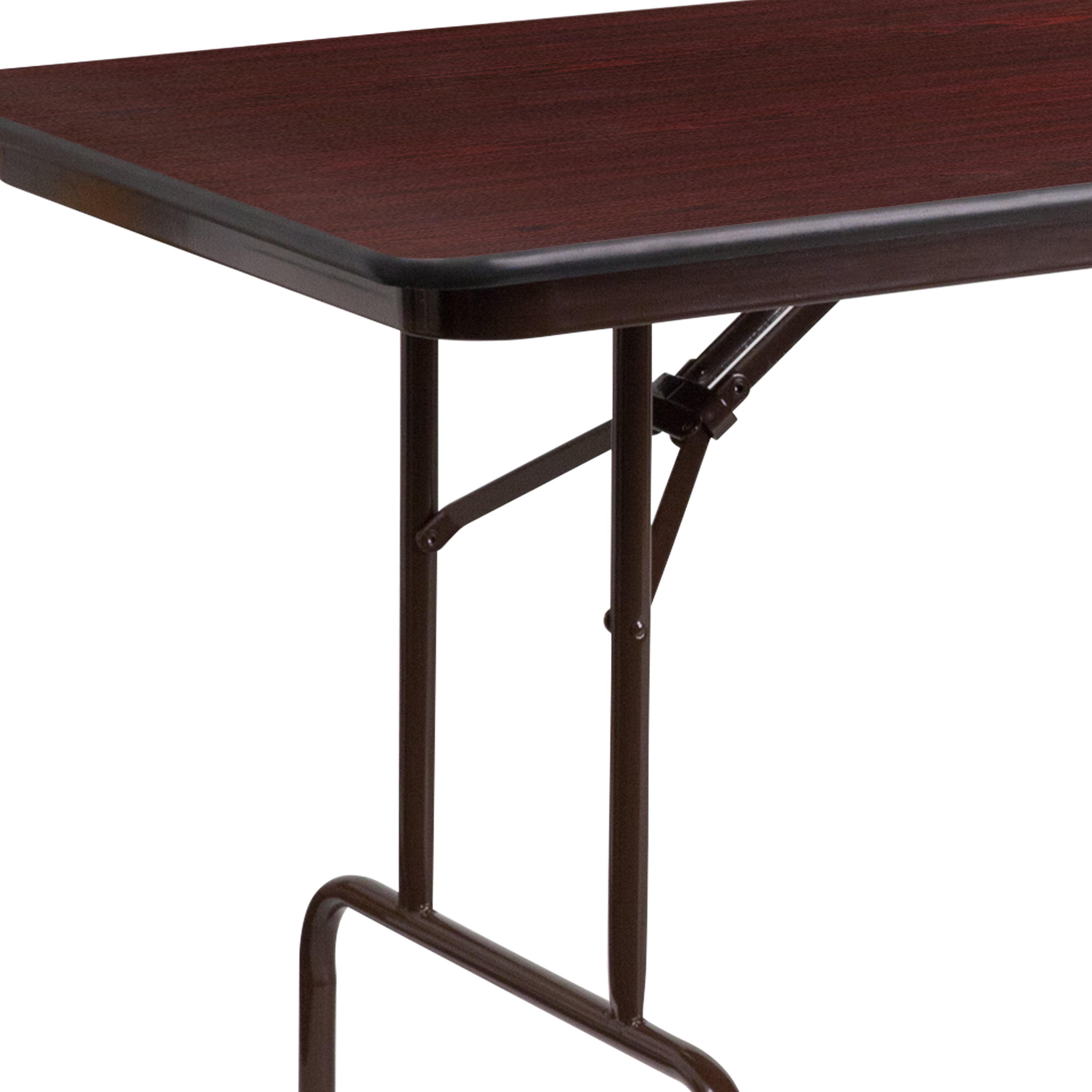 8-Foot Mahogany Melamine Laminate Folding Banquet Table-Rectangular Melamine Folding Table-Flash Furniture-Wall2Wall Furnishings