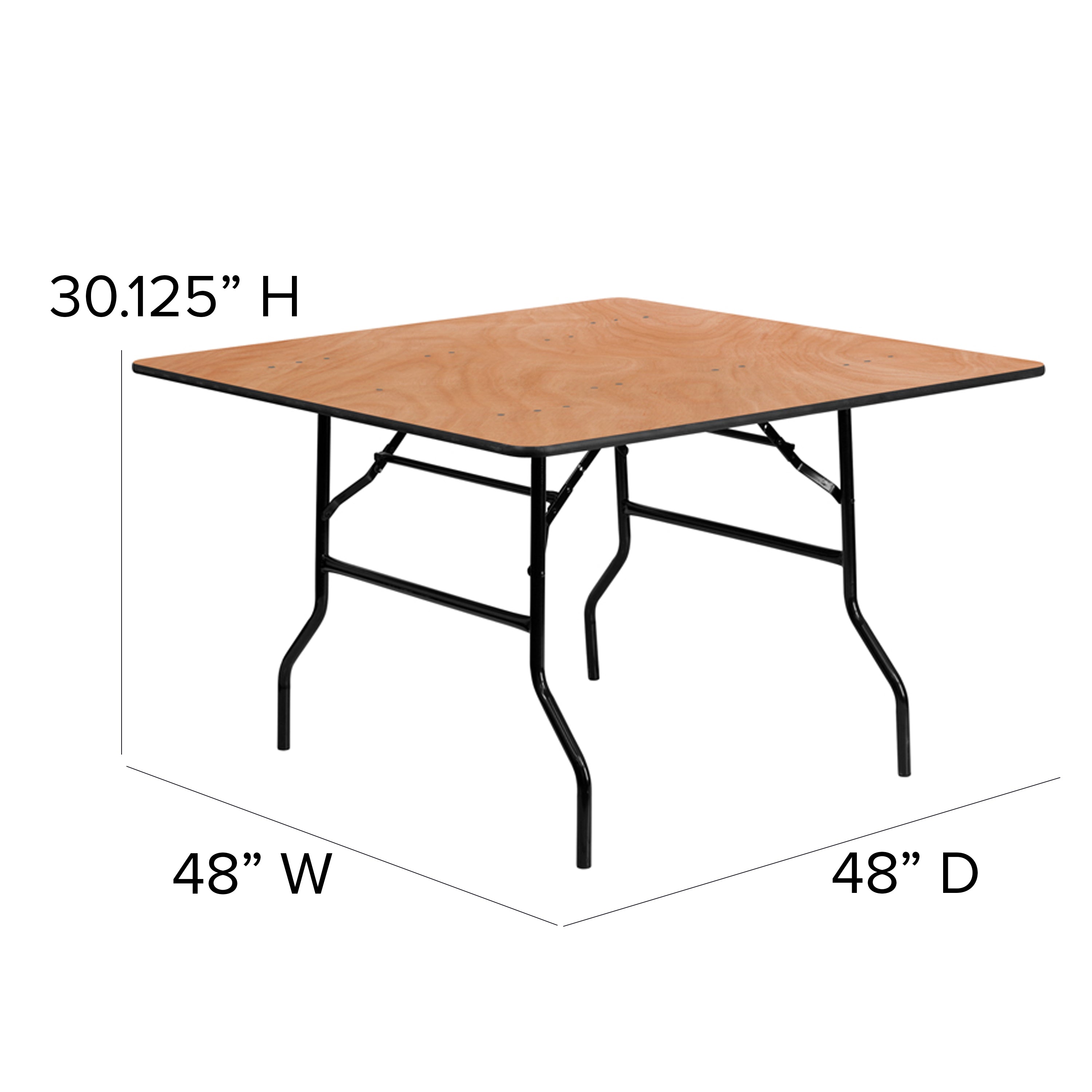 4-Foot Square Wood Folding Banquet Table-Square Folding Table-Flash Furniture-Wall2Wall Furnishings