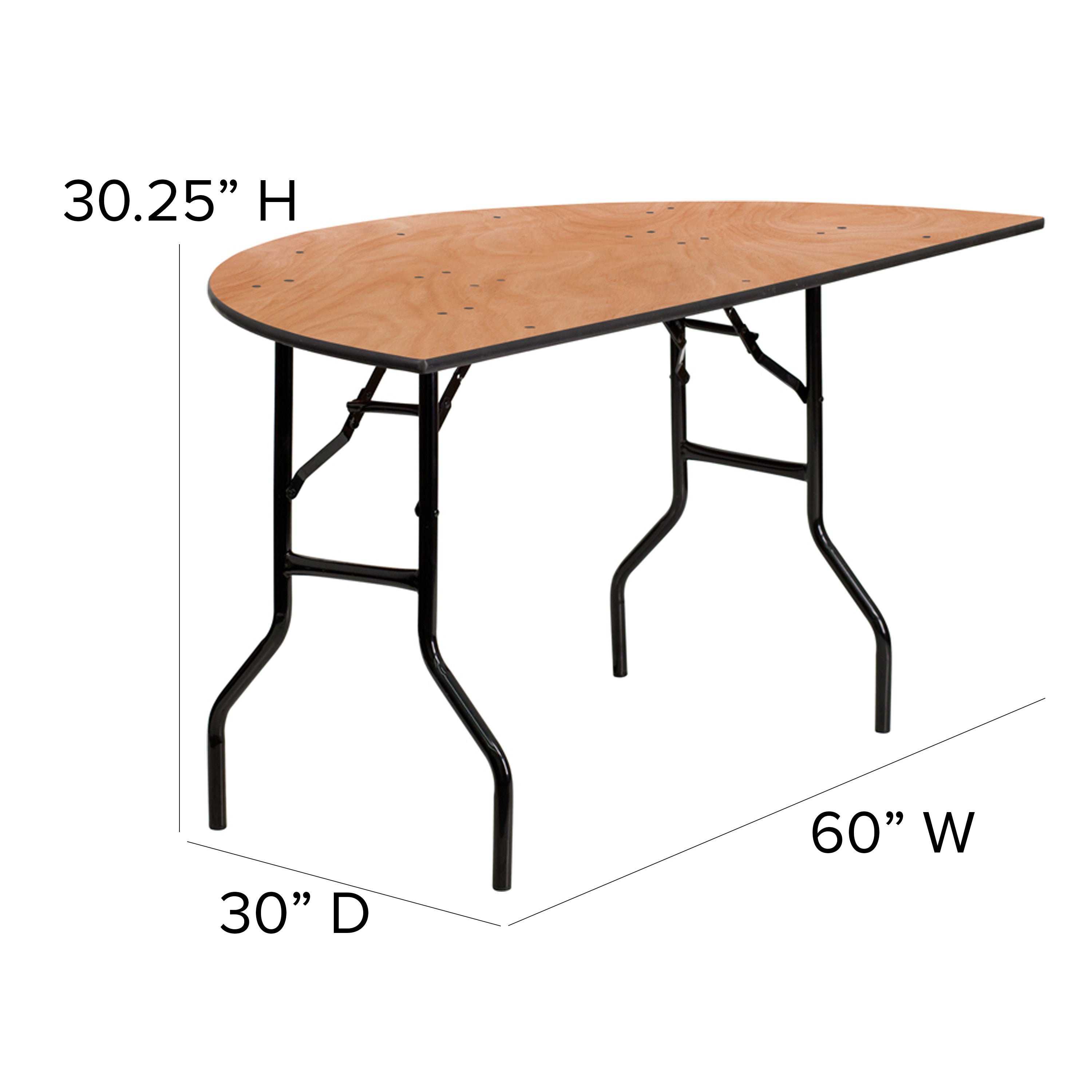 5-Foot Half-Round Wood Folding Banquet Table-Round Folding Table-Flash Furniture-Wall2Wall Furnishings