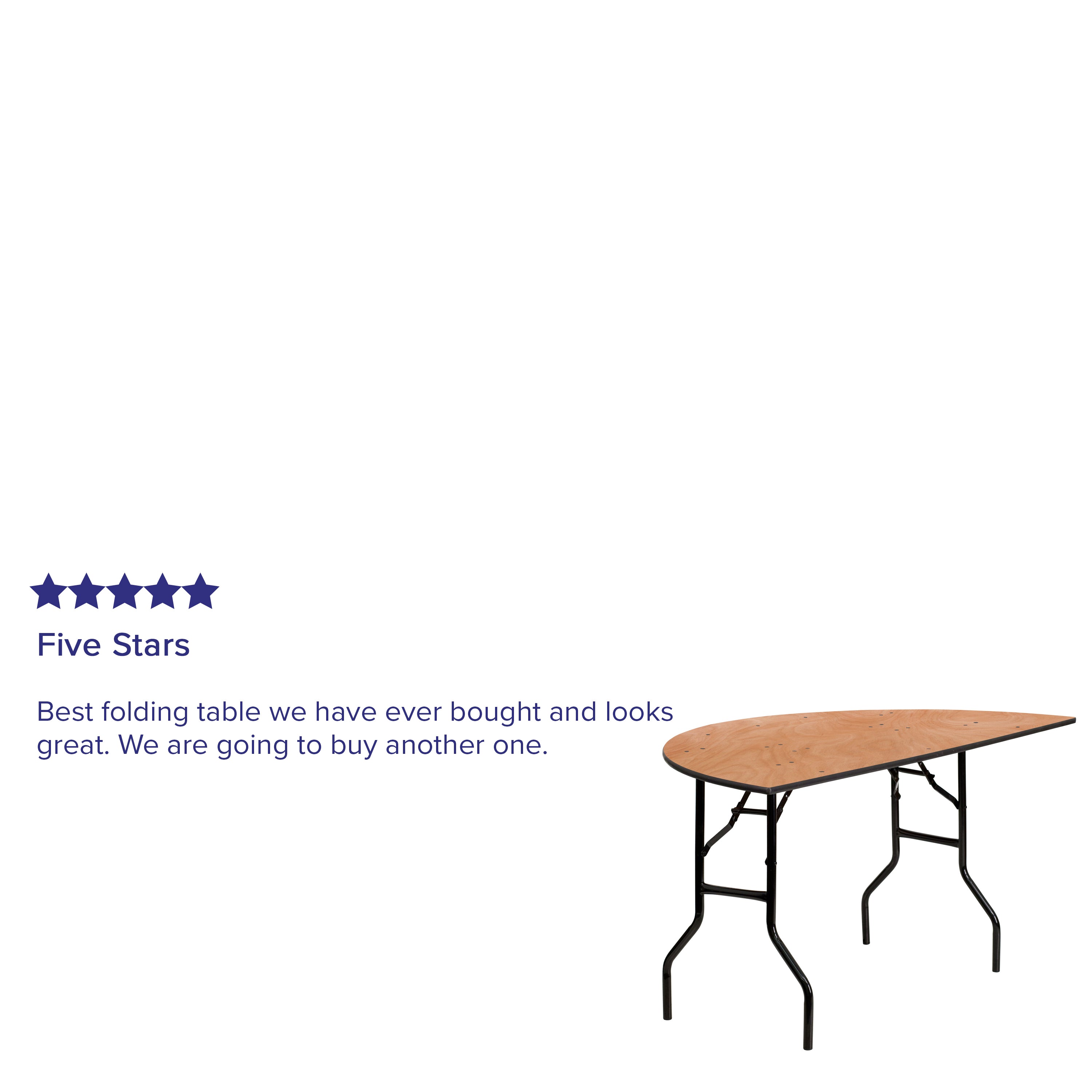 5-Foot Half-Round Wood Folding Banquet Table-Round Folding Table-Flash Furniture-Wall2Wall Furnishings