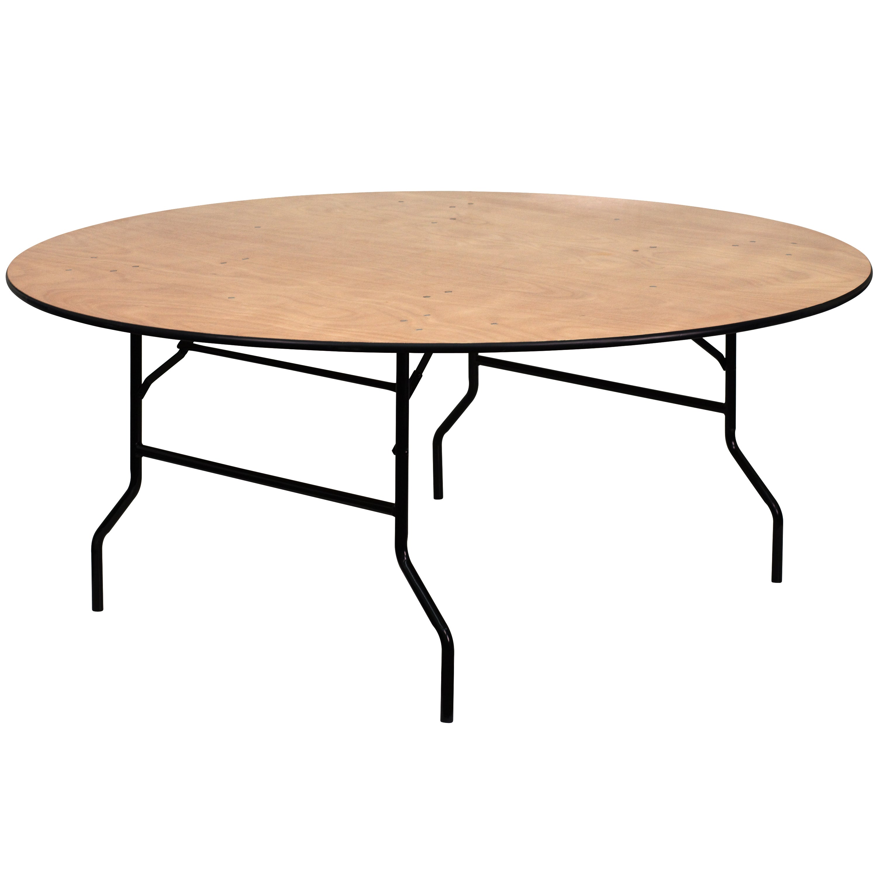 6-Foot Round Wood Folding Banquet Table with Clear Coated Finished Top-Round Folding Table-Flash Furniture-Wall2Wall Furnishings