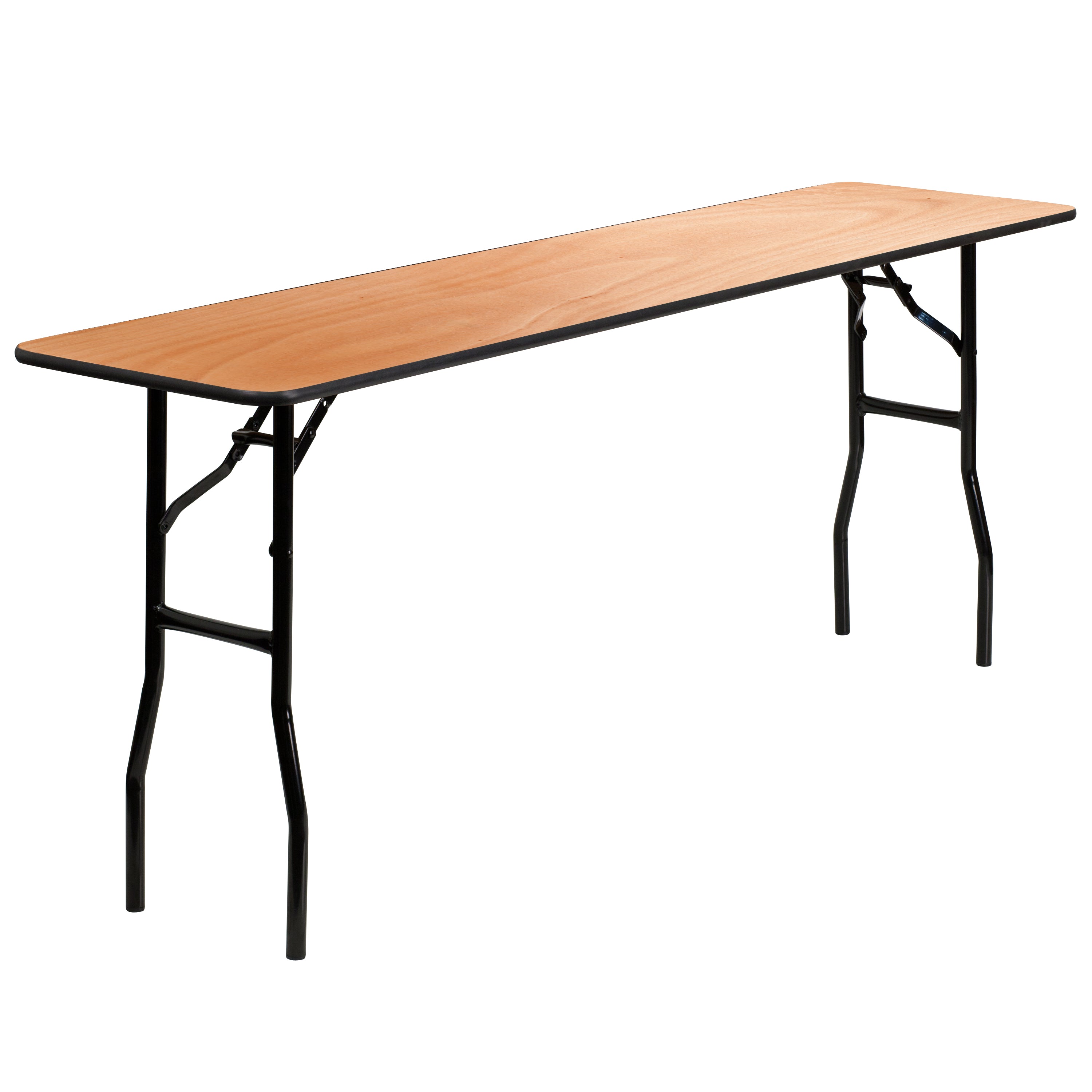 6-Foot Rectangular Wood Folding Training / Seminar Table with Smooth Clear Coated Finished Top-Rectangular Folding Table-Flash Furniture-Wall2Wall Furnishings