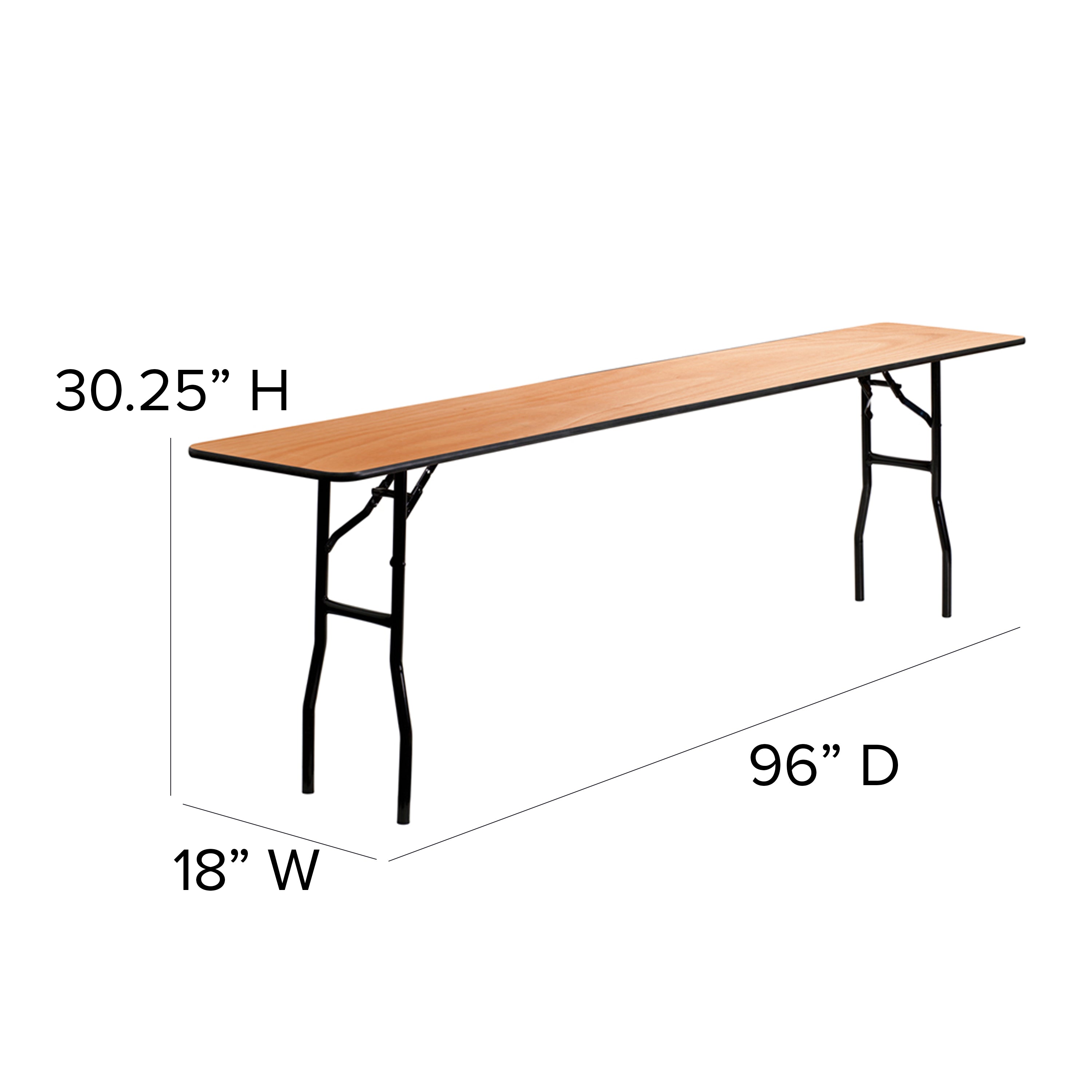8-Foot Rectangular Wood Folding Training / Seminar Table with Smooth Clear Coated Finished Top-Rectangular Folding Table-Flash Furniture-Wall2Wall Furnishings