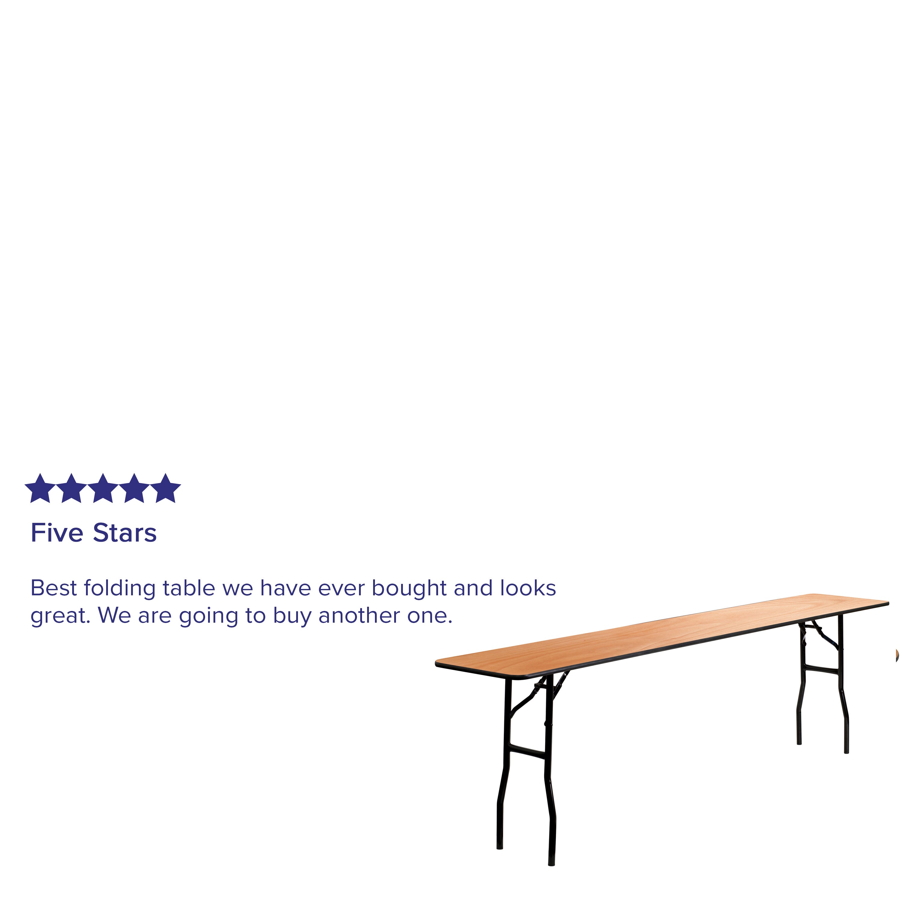 8-Foot Rectangular Wood Folding Training / Seminar Table with Smooth Clear Coated Finished Top-Rectangular Folding Table-Flash Furniture-Wall2Wall Furnishings