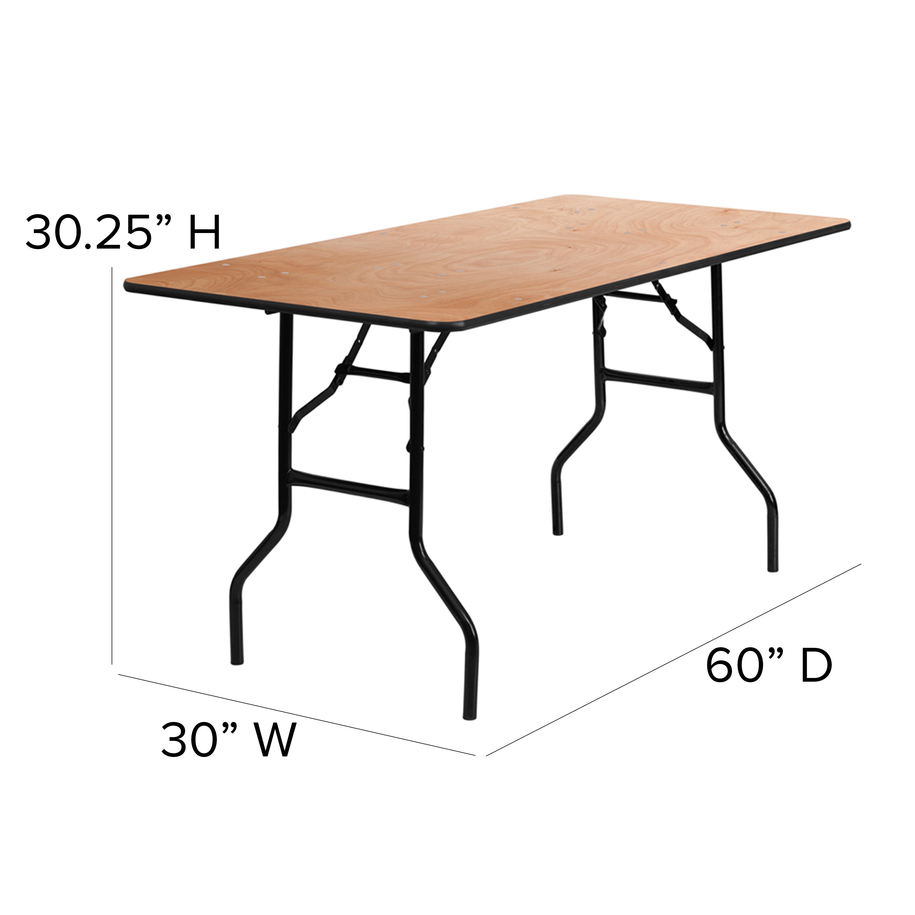 5-Foot Rectangular Wood Folding Banquet Table with Clear Coated Finished Top-Rectangular Folding Table-Flash Furniture-Wall2Wall Furnishings