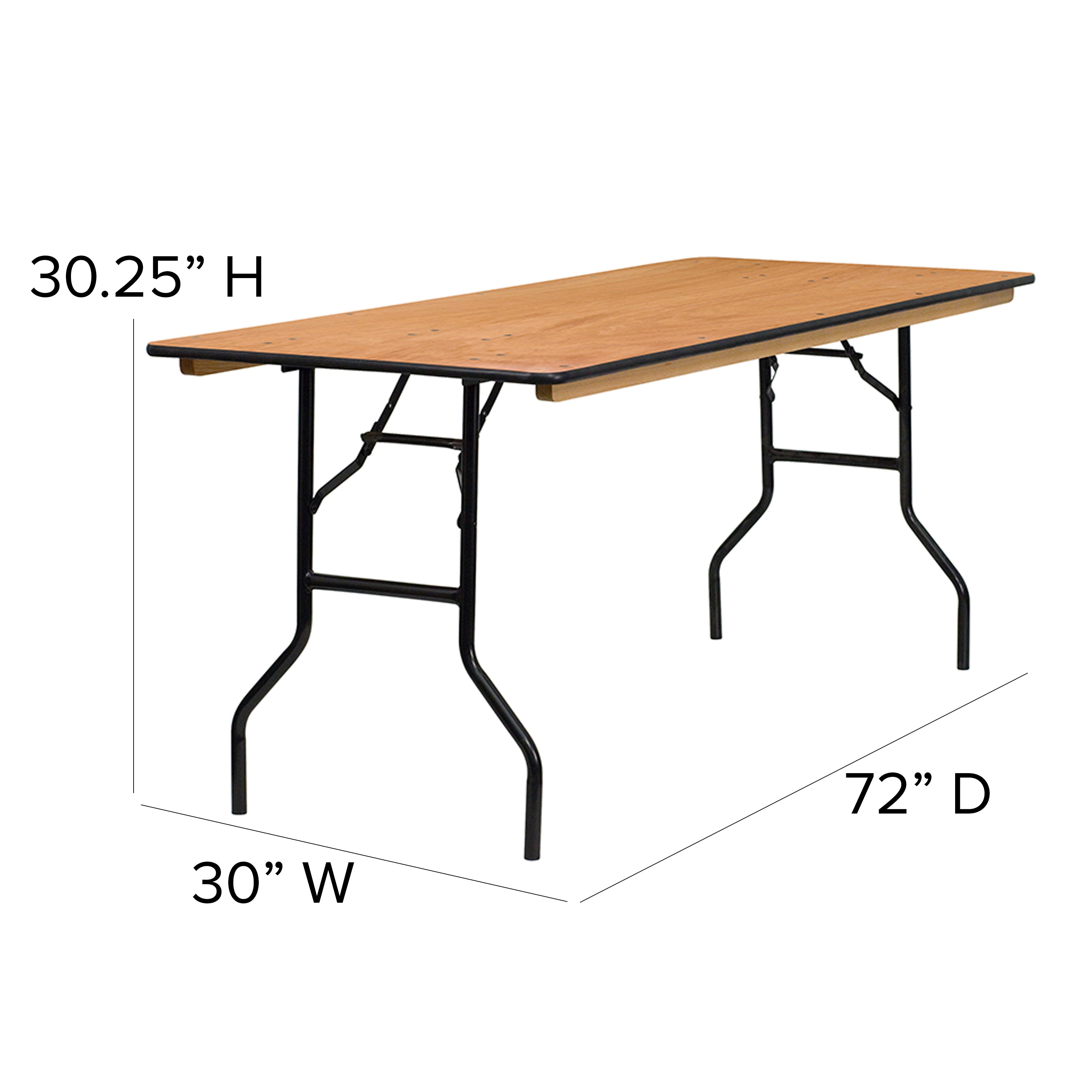 6-Foot Rectangular Wood Folding Banquet Table with Clear Coated Finished Top-Rectangular Folding Table-Flash Furniture-Wall2Wall Furnishings