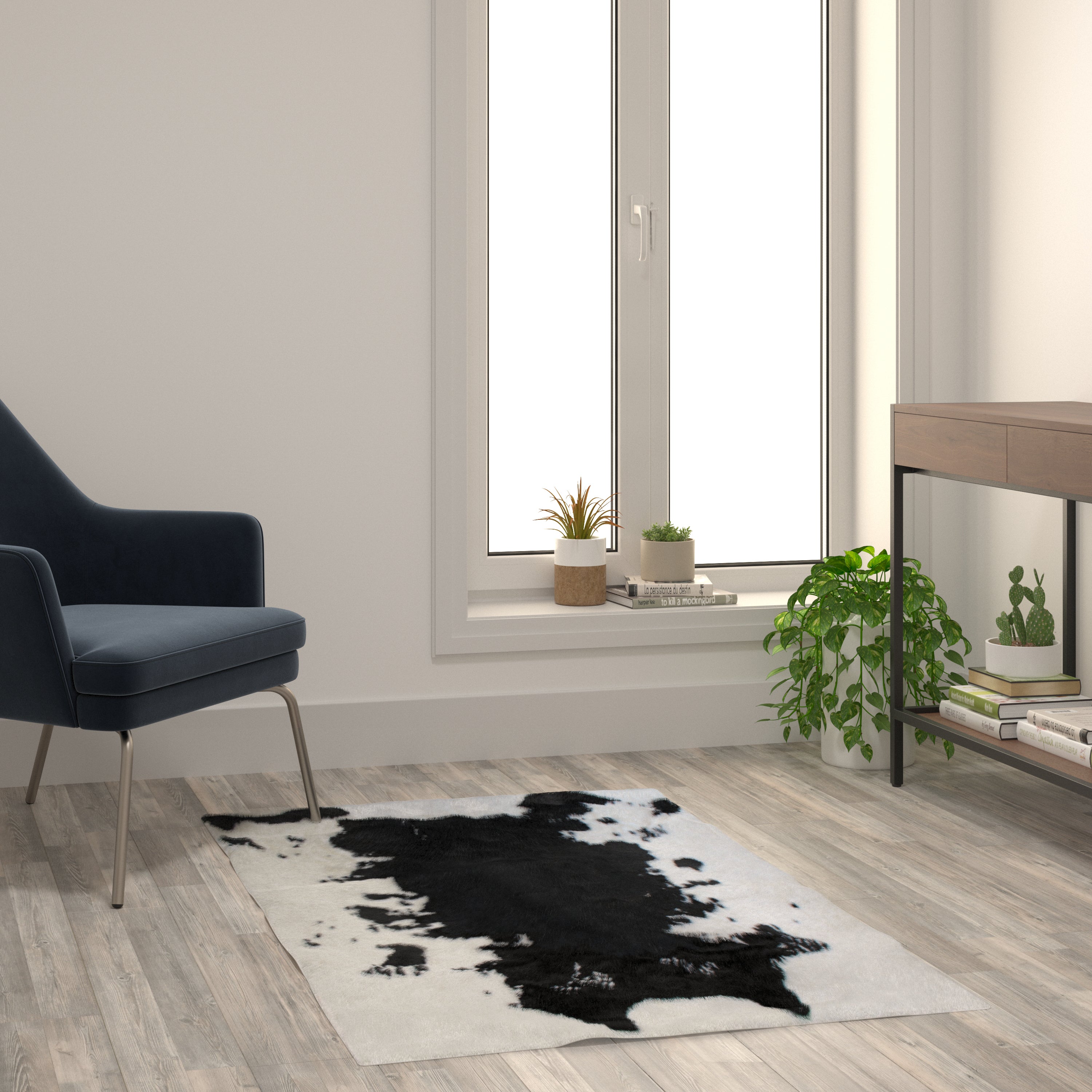 Barstow Collection Faux Cowhide Print Area Rug with Polyester Backing for Living Room, Bedroom, Entryway-Indoor Area Rug-Flash Furniture-Wall2Wall Furnishings