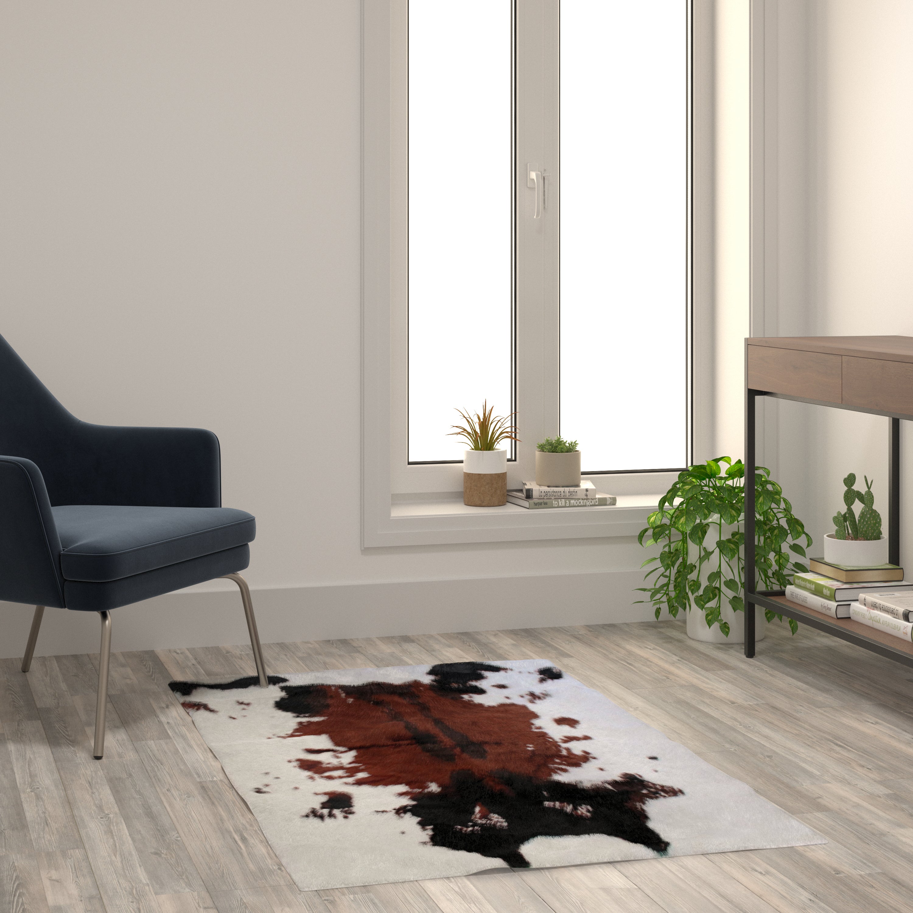 Barstow Collection Faux Cowhide Print Area Rug with Polyester Backing for Living Room, Bedroom, Entryway-Indoor Area Rug-Flash Furniture-Wall2Wall Furnishings