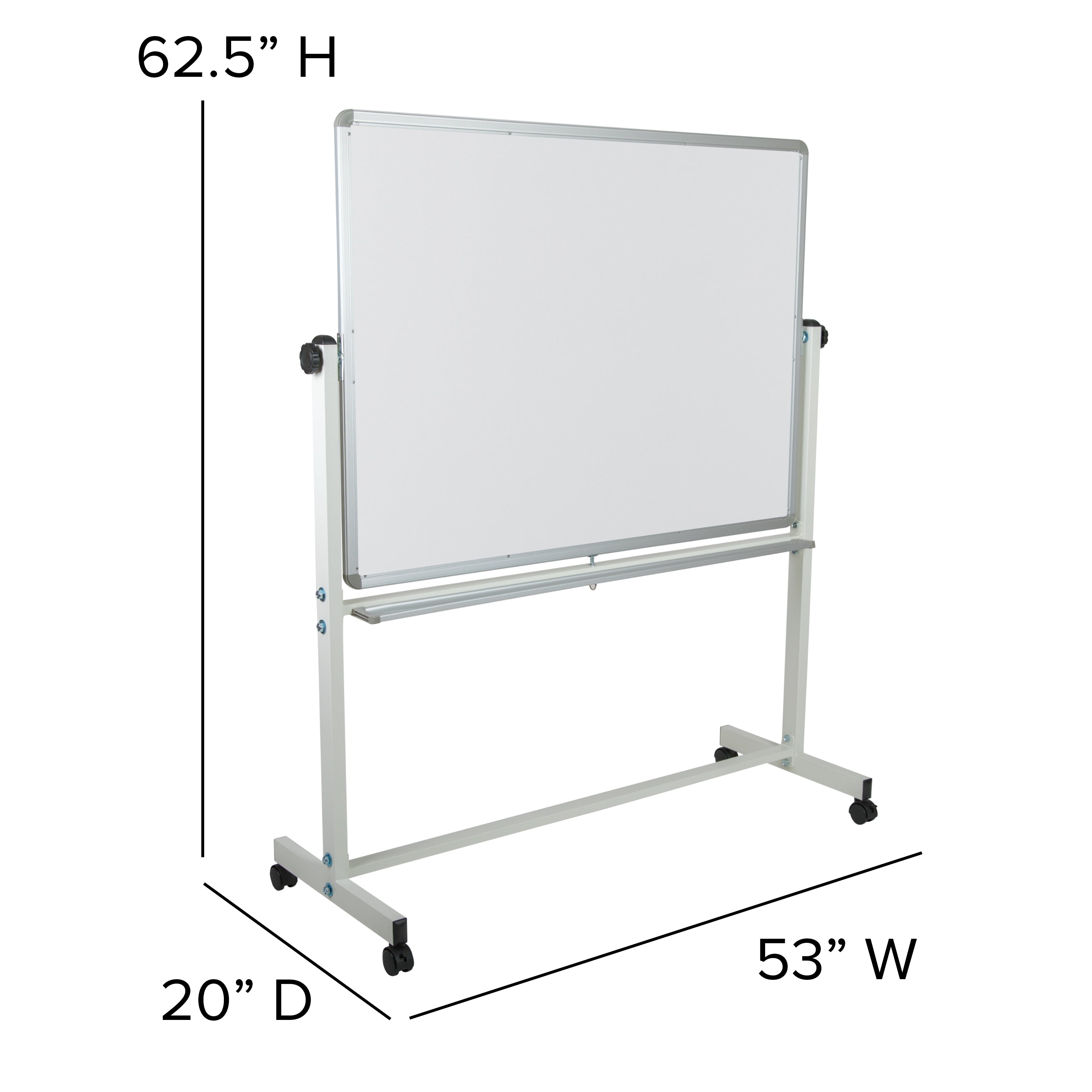 HERCULES Series Double-Sided Mobile White Board Stand with Pen Tray-Mobile Marker Boards-Flash Furniture-Wall2Wall Furnishings