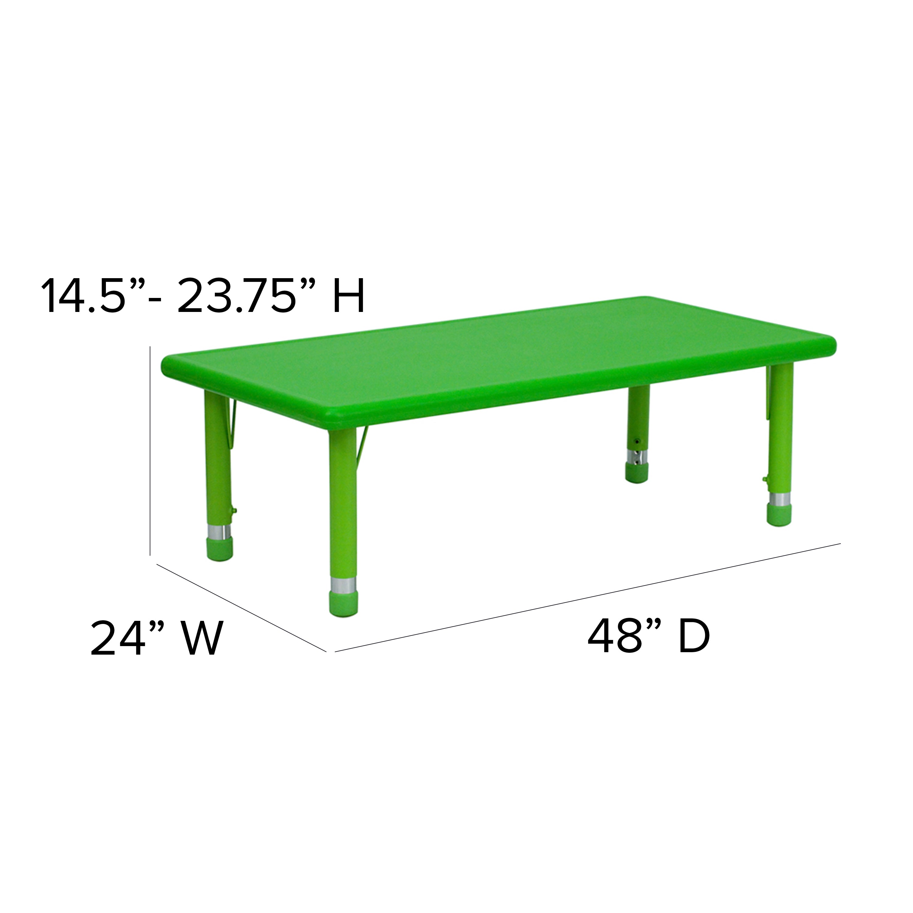 24"W x 48"L Rectangular Plastic Height Adjustable Activity Table-Rectangular Colorful Activity Table-Flash Furniture-Wall2Wall Furnishings