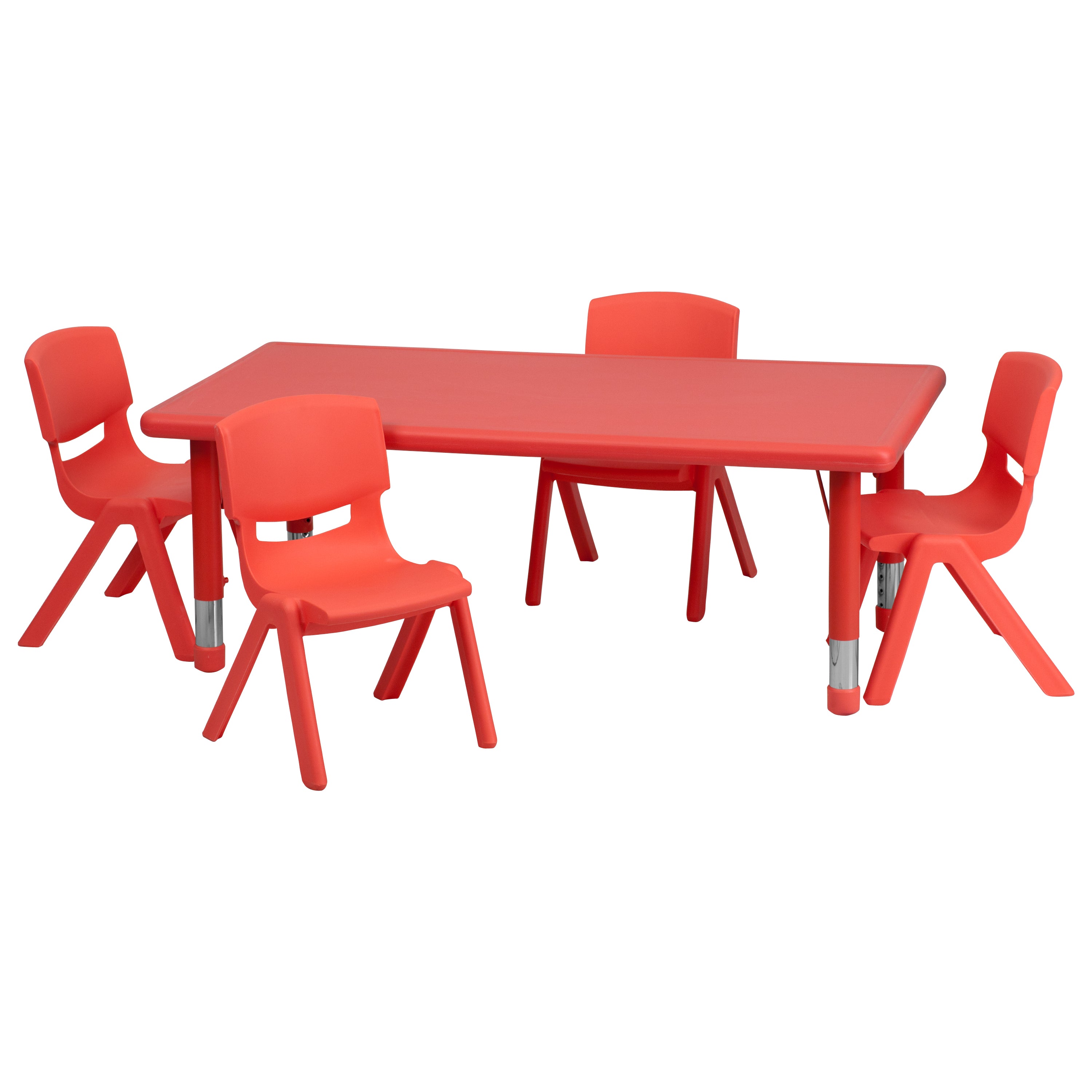 24"W x 48"L Rectangular Plastic Height Adjustable Activity Table Set with 4 Chairs-Rectangular Activity Table Set-Flash Furniture-Wall2Wall Furnishings