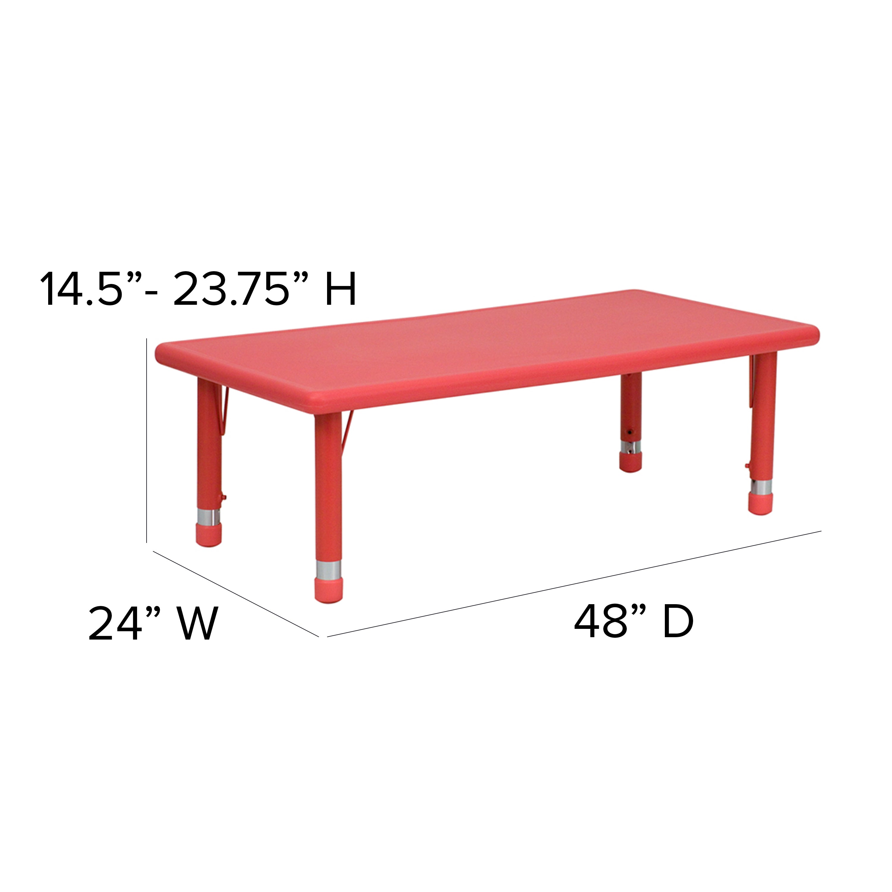 24"W x 48"L Rectangular Plastic Height Adjustable Activity Table Set with 4 Chairs-Rectangular Activity Table Set-Flash Furniture-Wall2Wall Furnishings