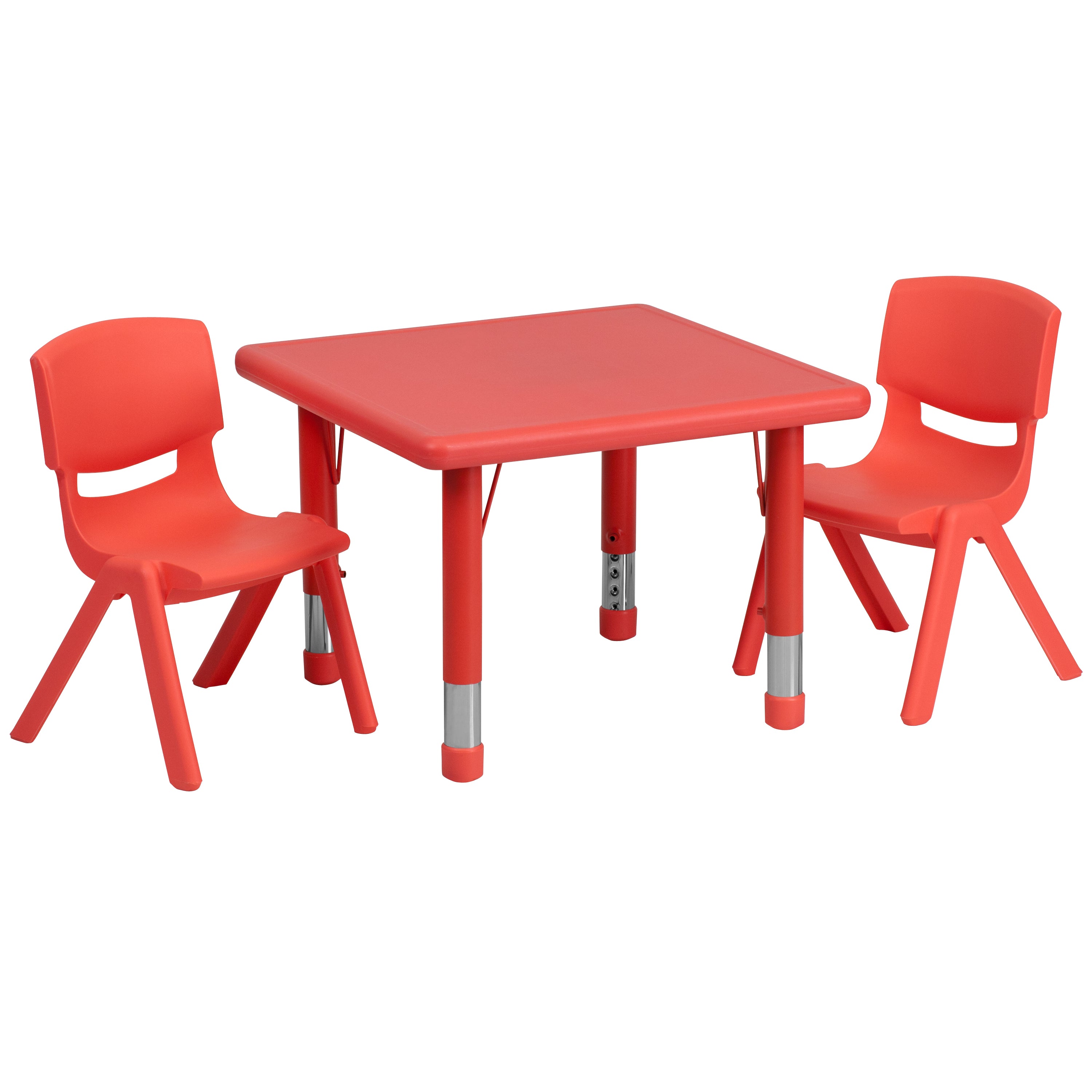 24" Square Plastic Height Adjustable Activity Table Set with 2 Chairs-Square Activity Table Set-Flash Furniture-Wall2Wall Furnishings