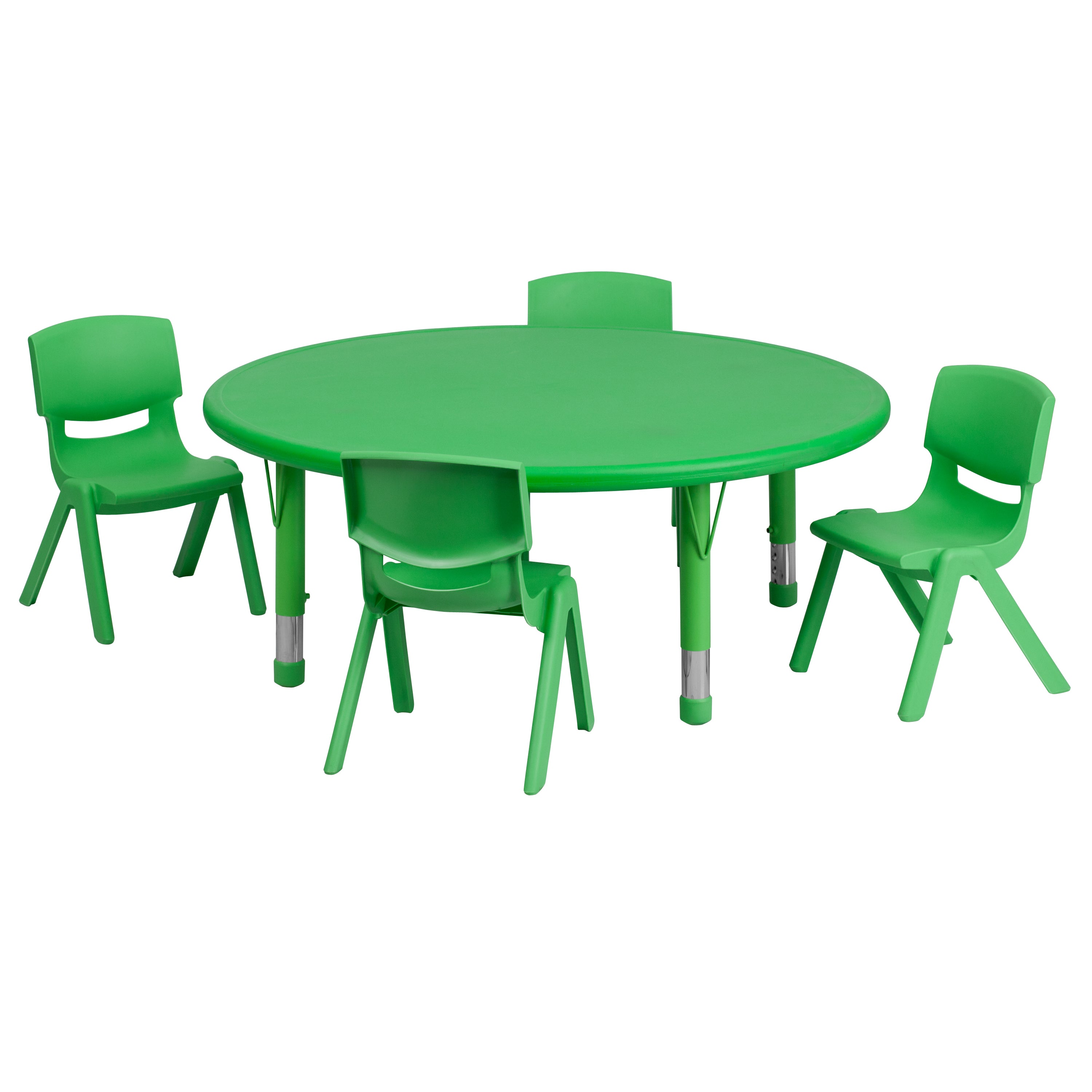 45" Round Plastic Height Adjustable Activity Table Set with 4 Chairs-Round Activity Table Set-Flash Furniture-Wall2Wall Furnishings